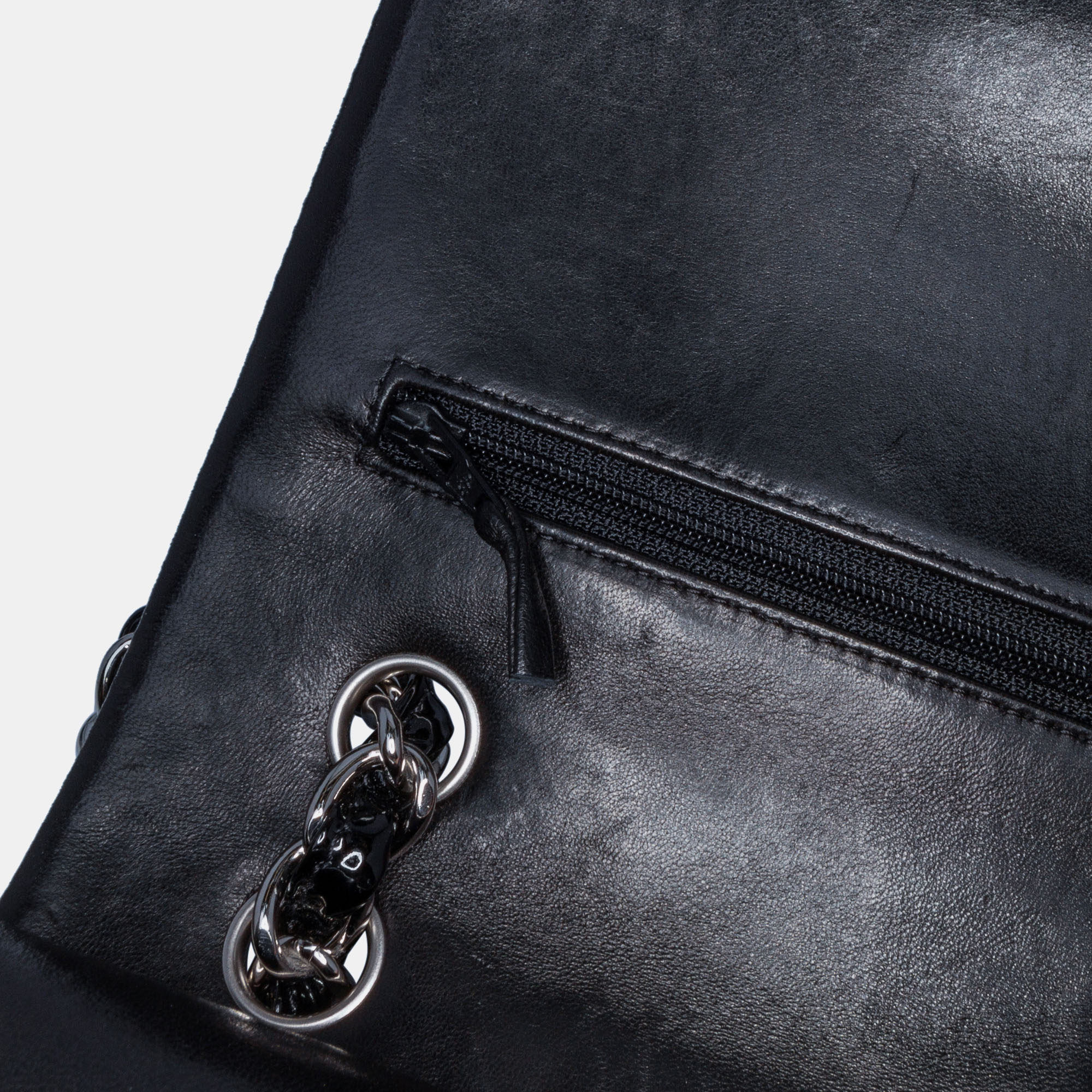 Chanel Black Patent Jumbo Classic Double Flap Bag 