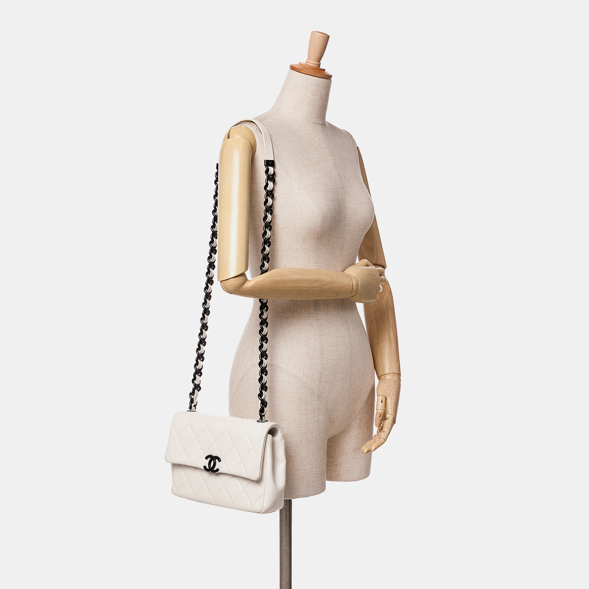 Chanel White Caviar Medium Quilted My Everything Flap Bag 