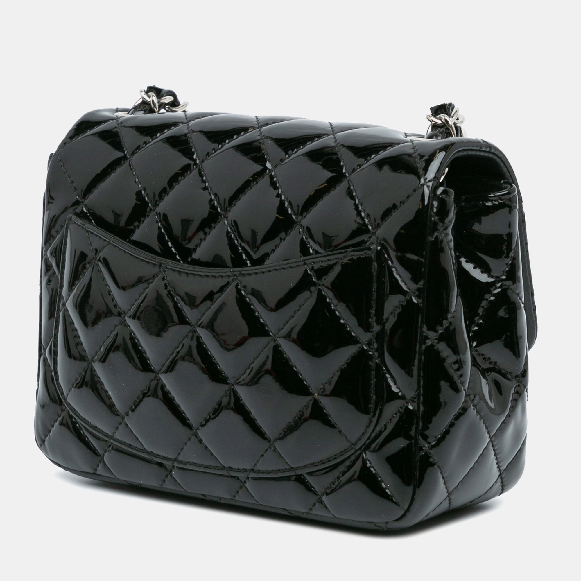 Chanel Black Patent Mini Square Classic Single Flap 