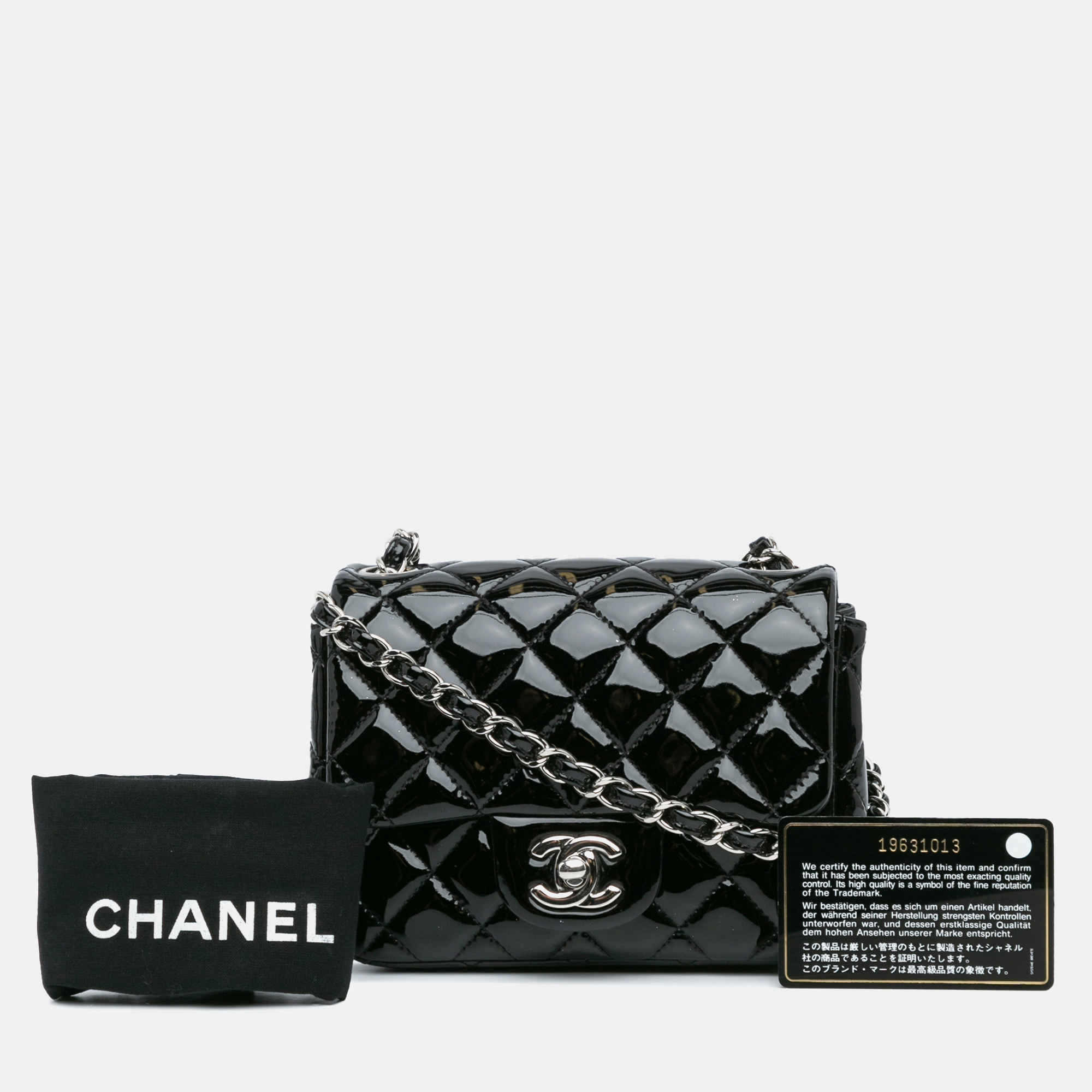 Chanel Black Patent Mini Square Classic Single Flap 