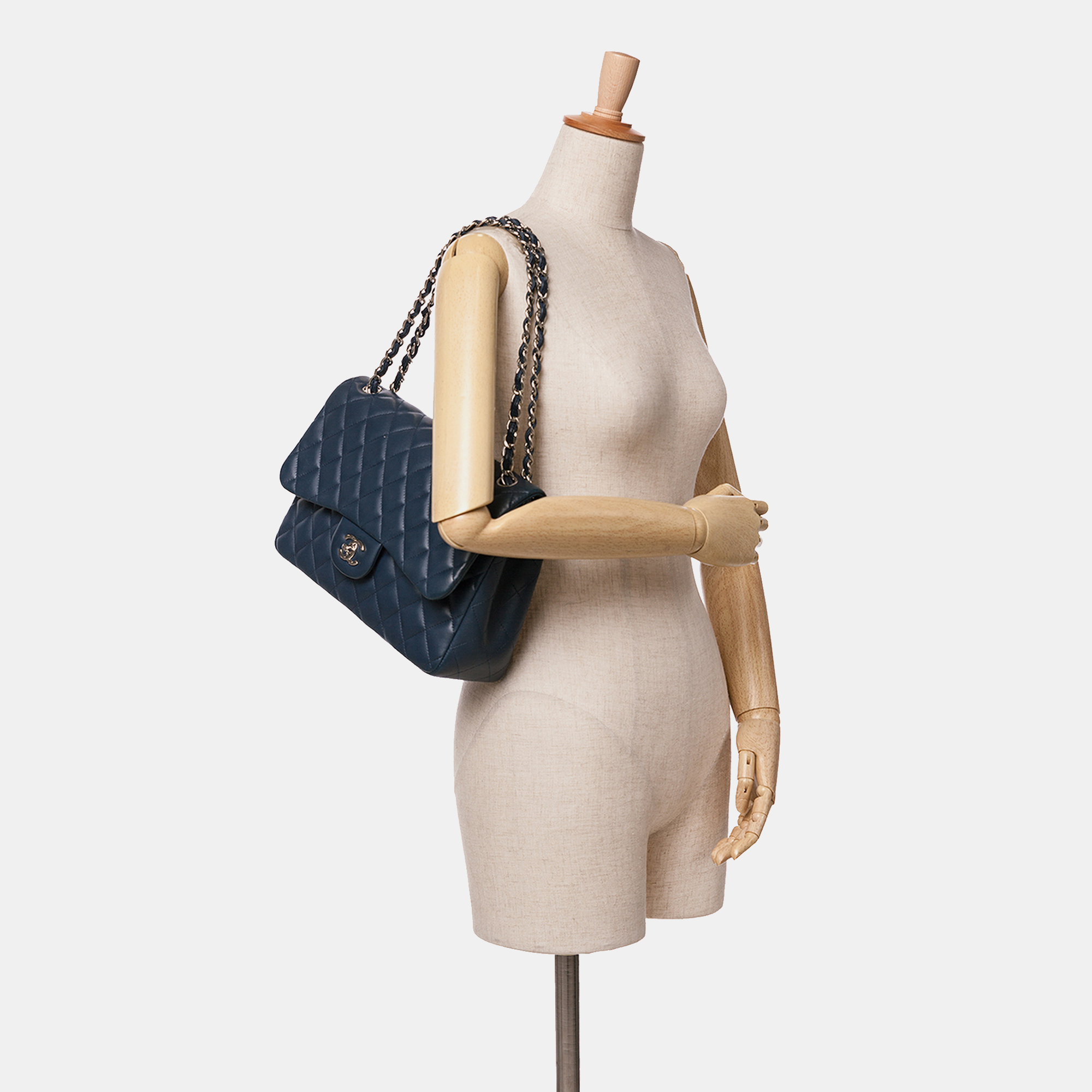 Chanel Blue Lambskin  Jumbo Classic Double Flap 