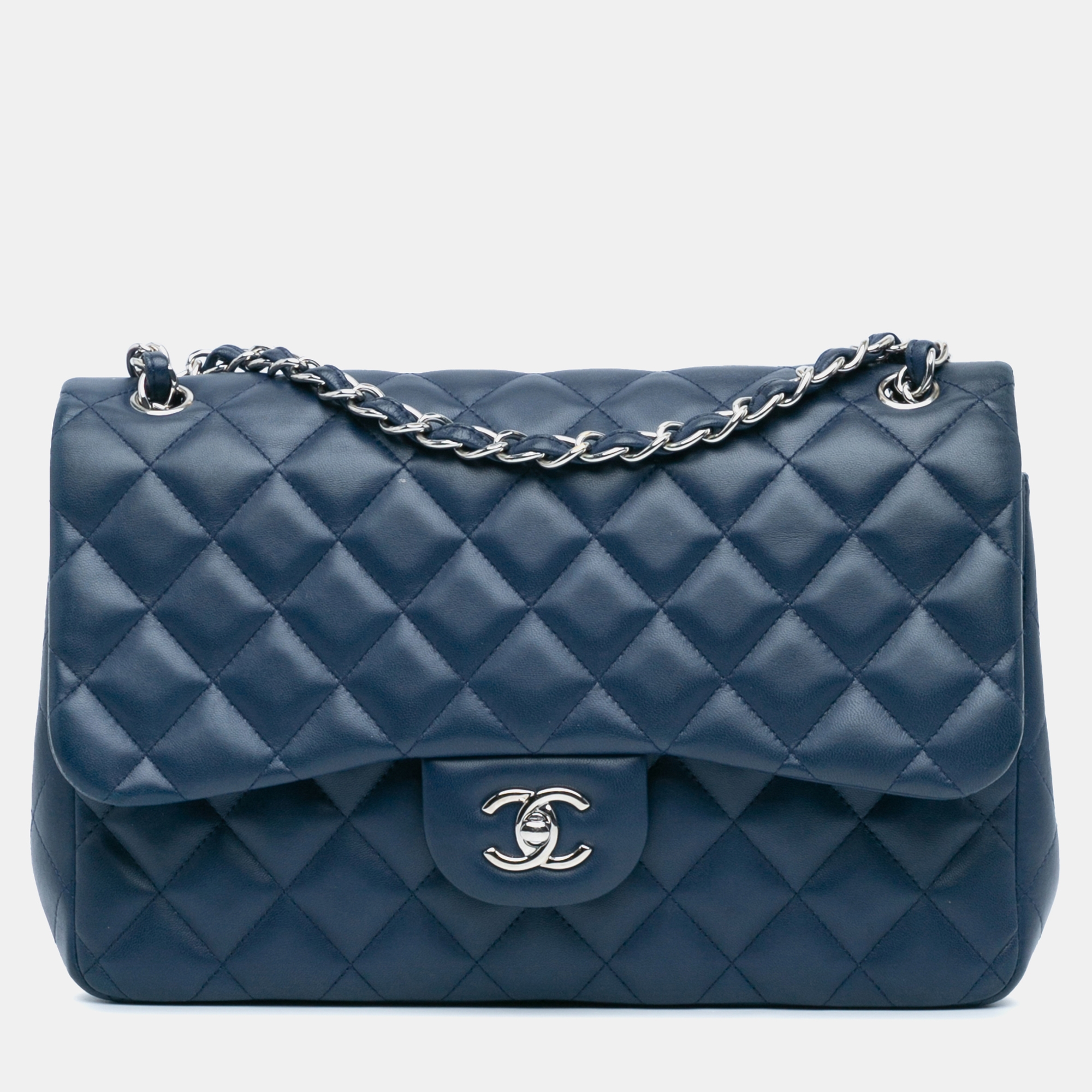 

Chanel Blue Jumbo Classic Lambskin Double Flap