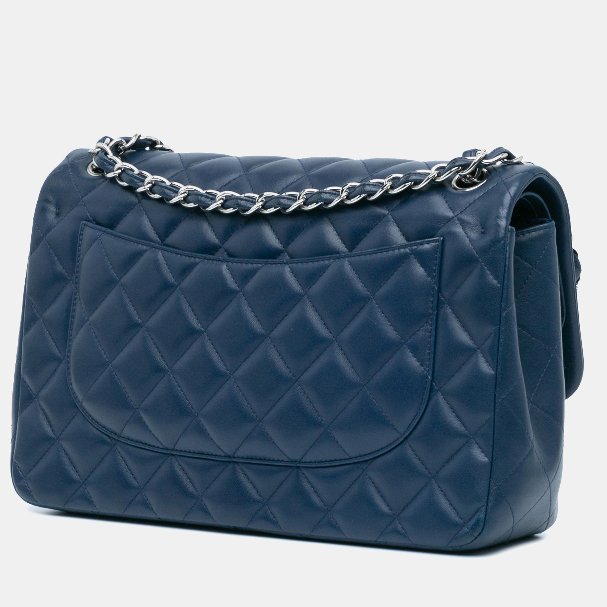 Chanel Blue Lambskin  Jumbo Classic Double Flap 
