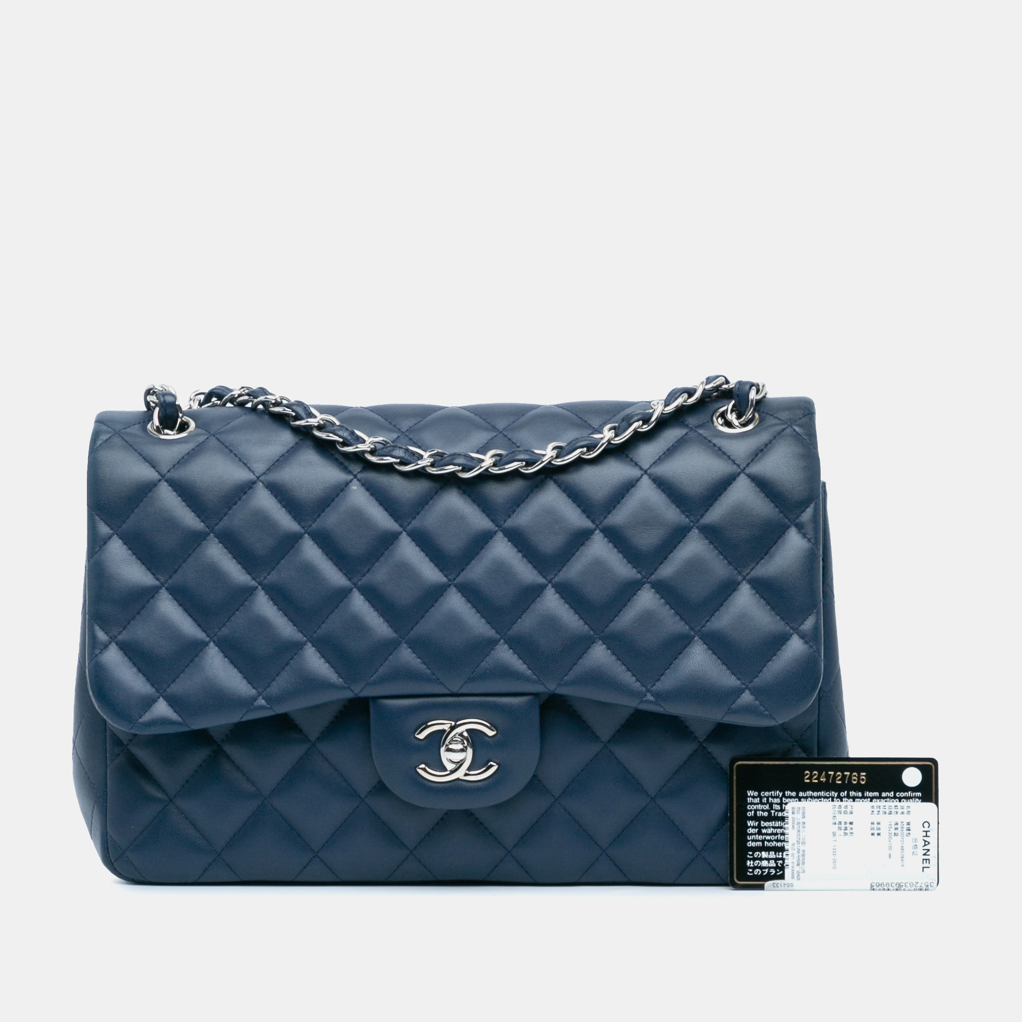Chanel Blue Lambskin  Jumbo Classic Double Flap 