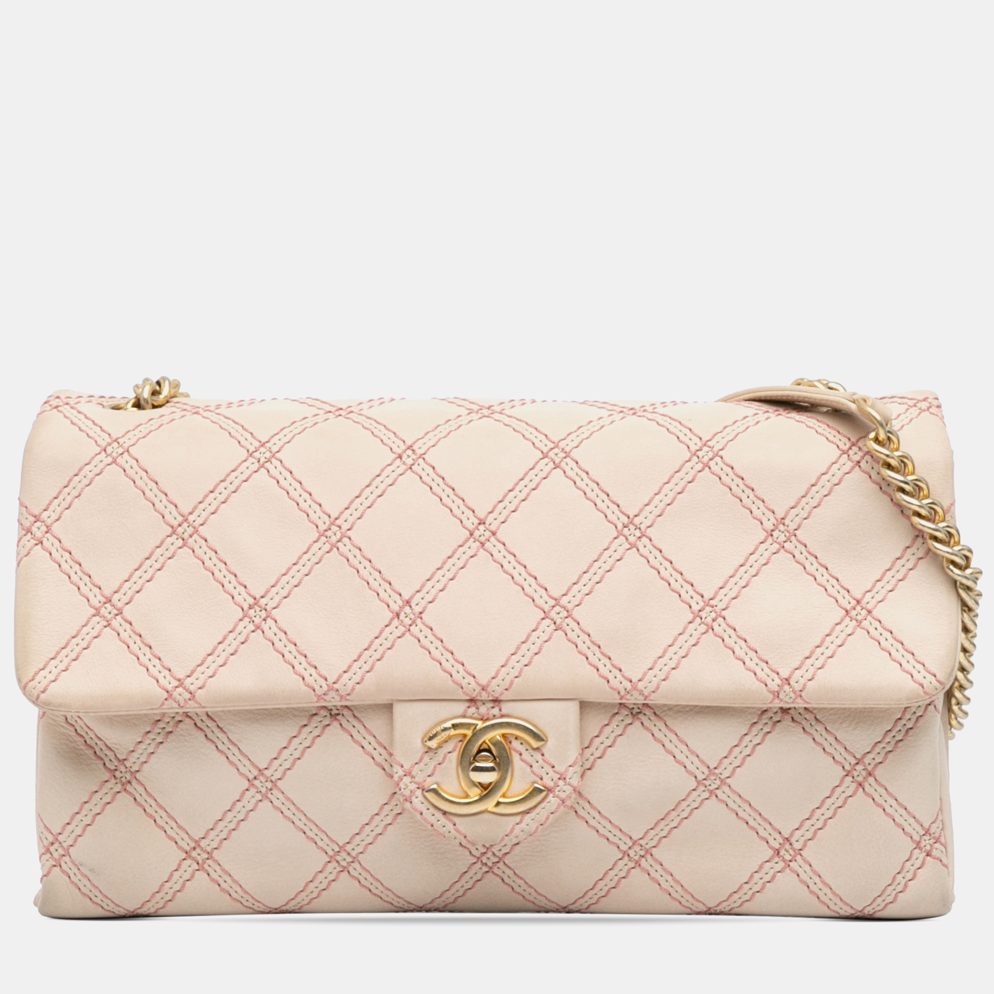 

Chanel Beige Jumbo Quilted Calfskin Triple Stitched Flap Bag