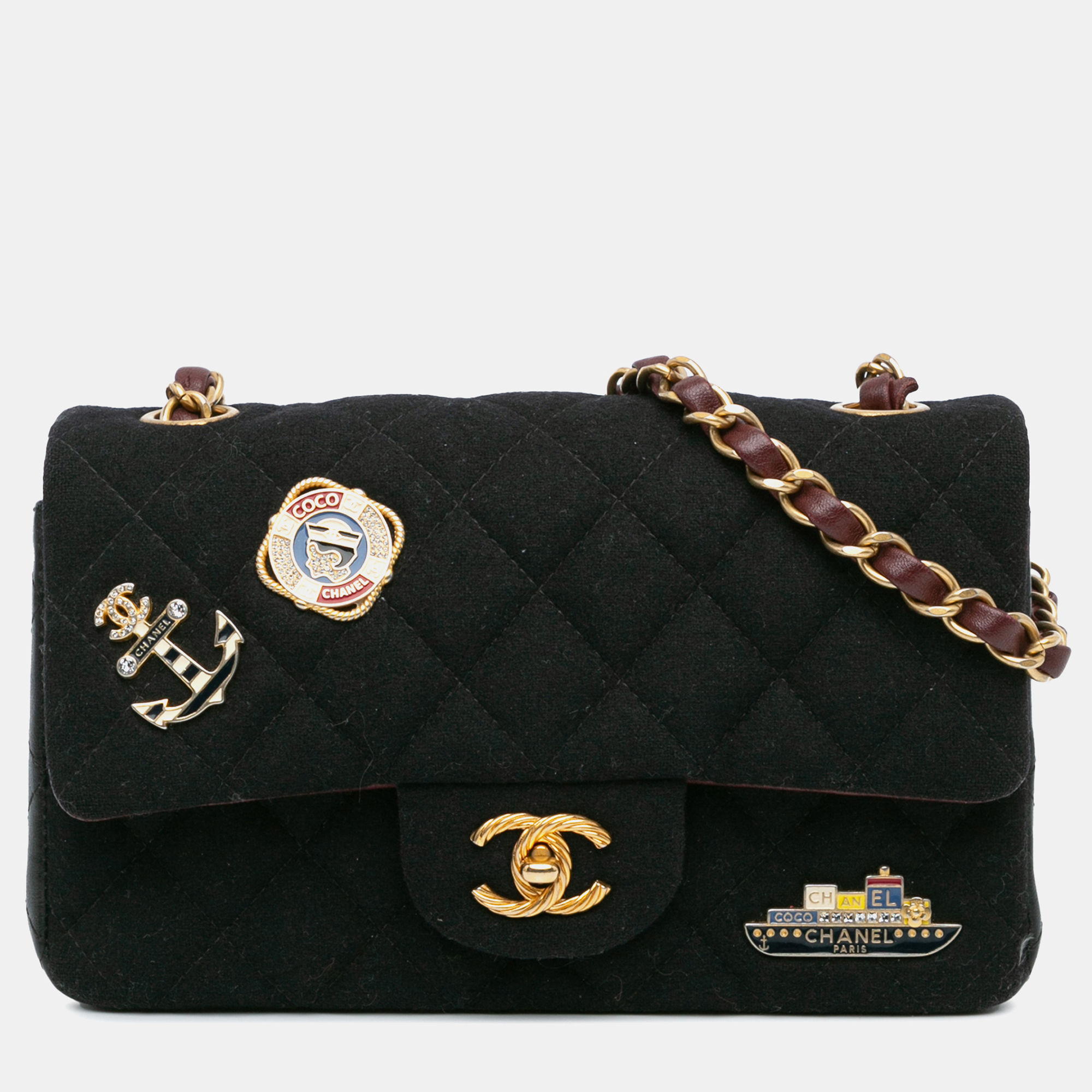 

Chanel Black Paris Hamburg Small Classic Jersey Coco Sailor Double Flap