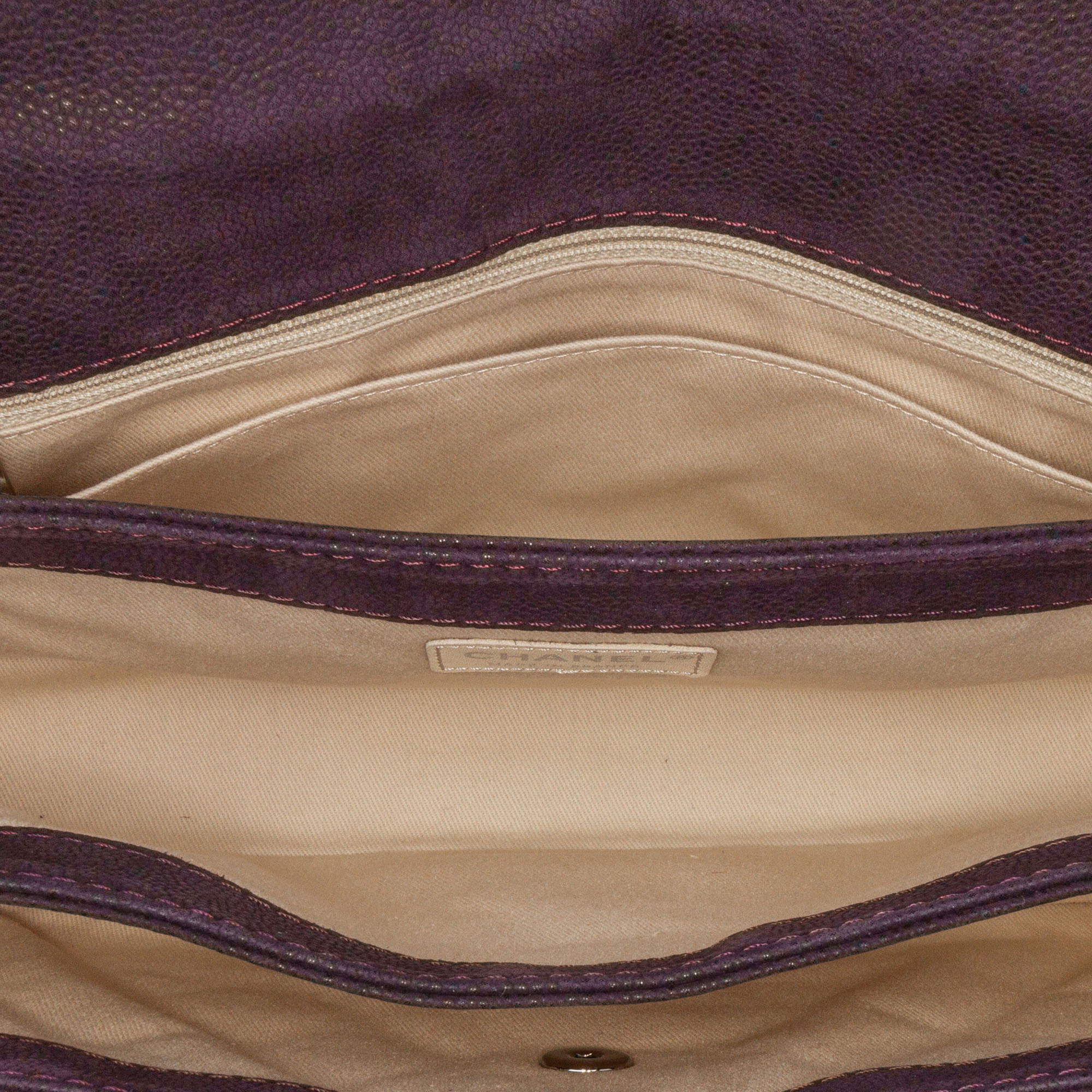 Chanel Purple Quilted Iridescent Caviar Lady Pearly Flap 