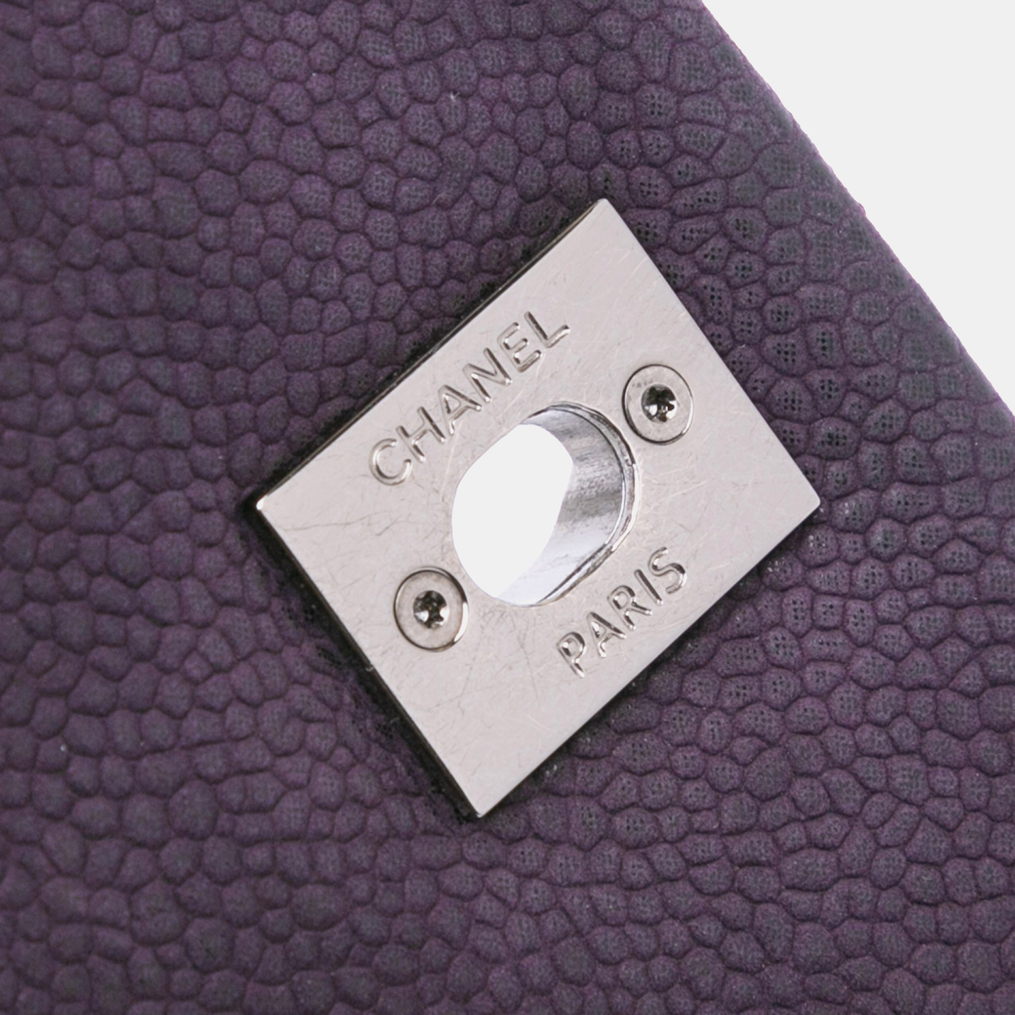 Chanel Purple Quilted Iridescent Caviar Lady Pearly Flap 