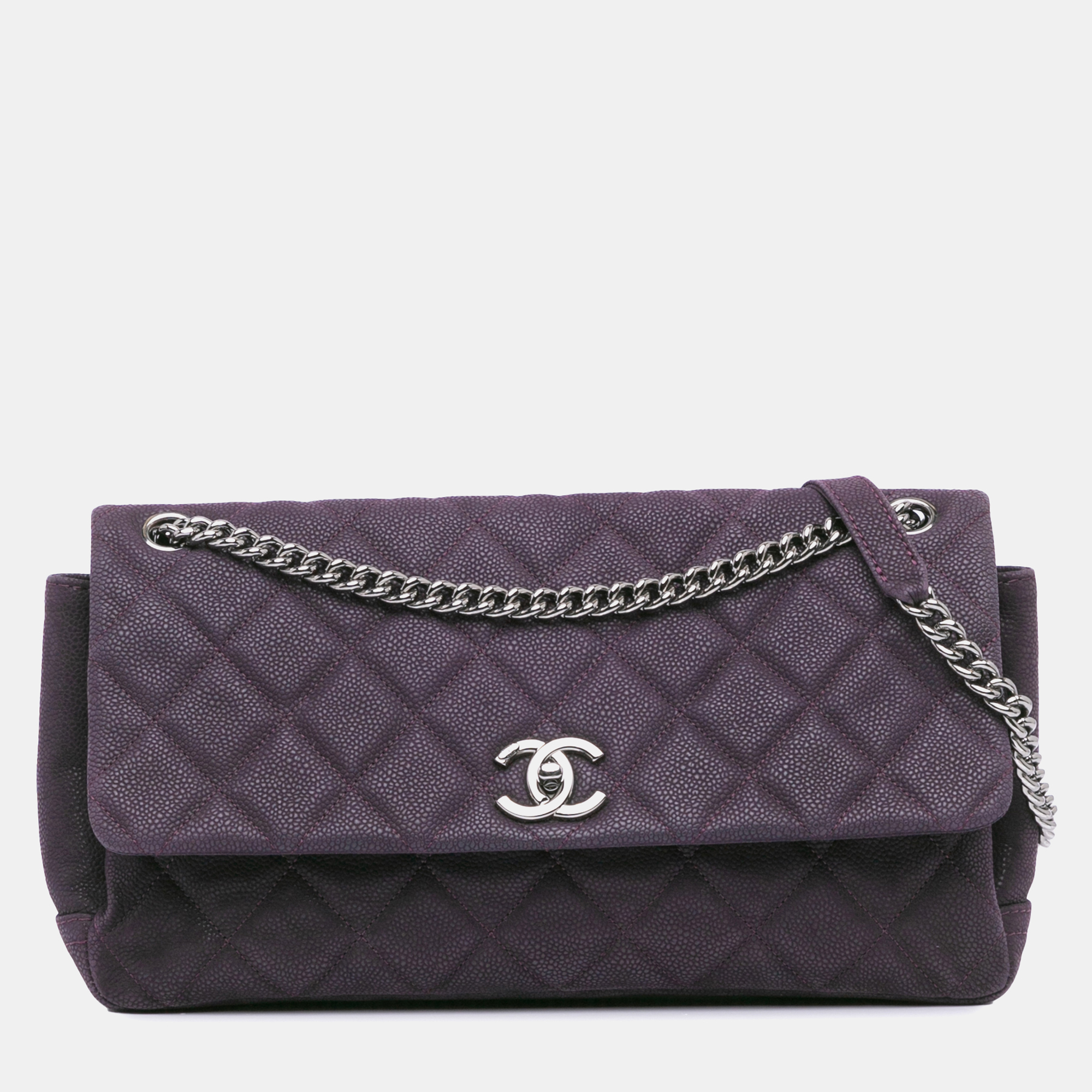 

Chanel Purple Quilted Iridescent Caviar Lady Pearly Flap