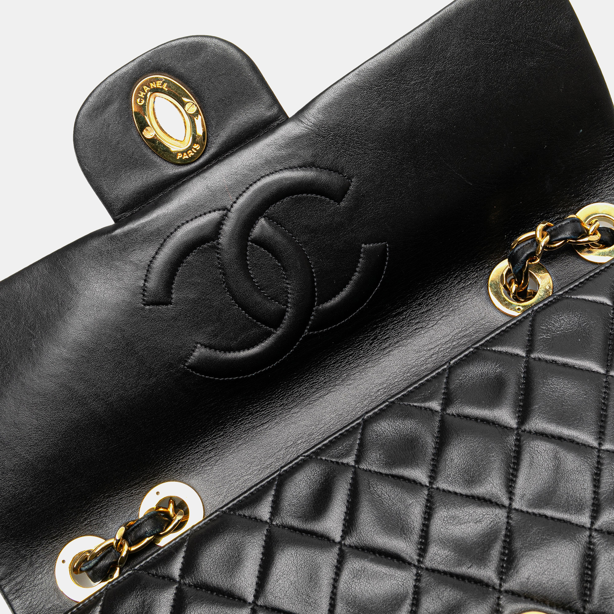 Chanel Black Lambskin Maxi XL Classic Single Flap Bag 