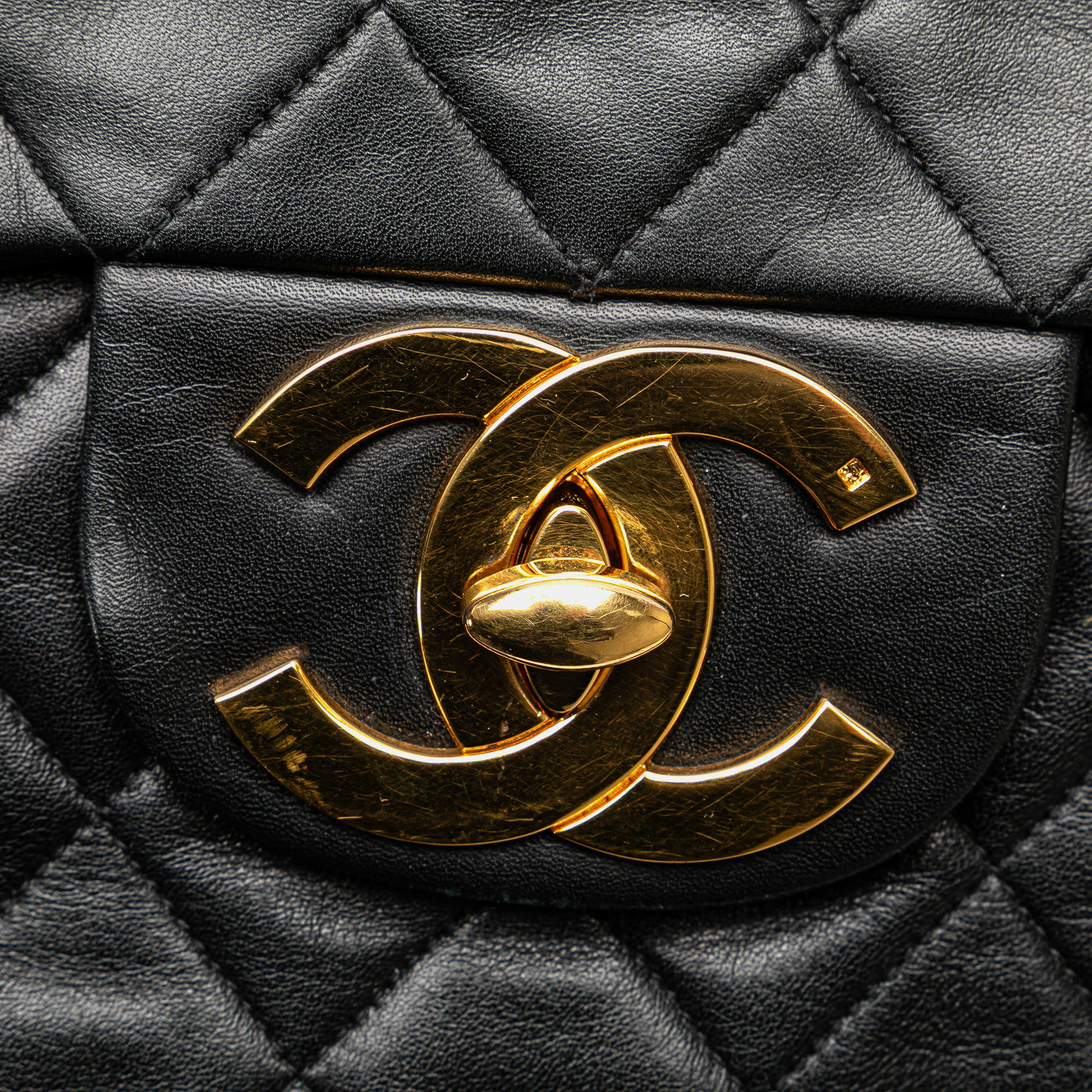 Chanel Black Lambskin Maxi XL Classic Single Flap Bag 