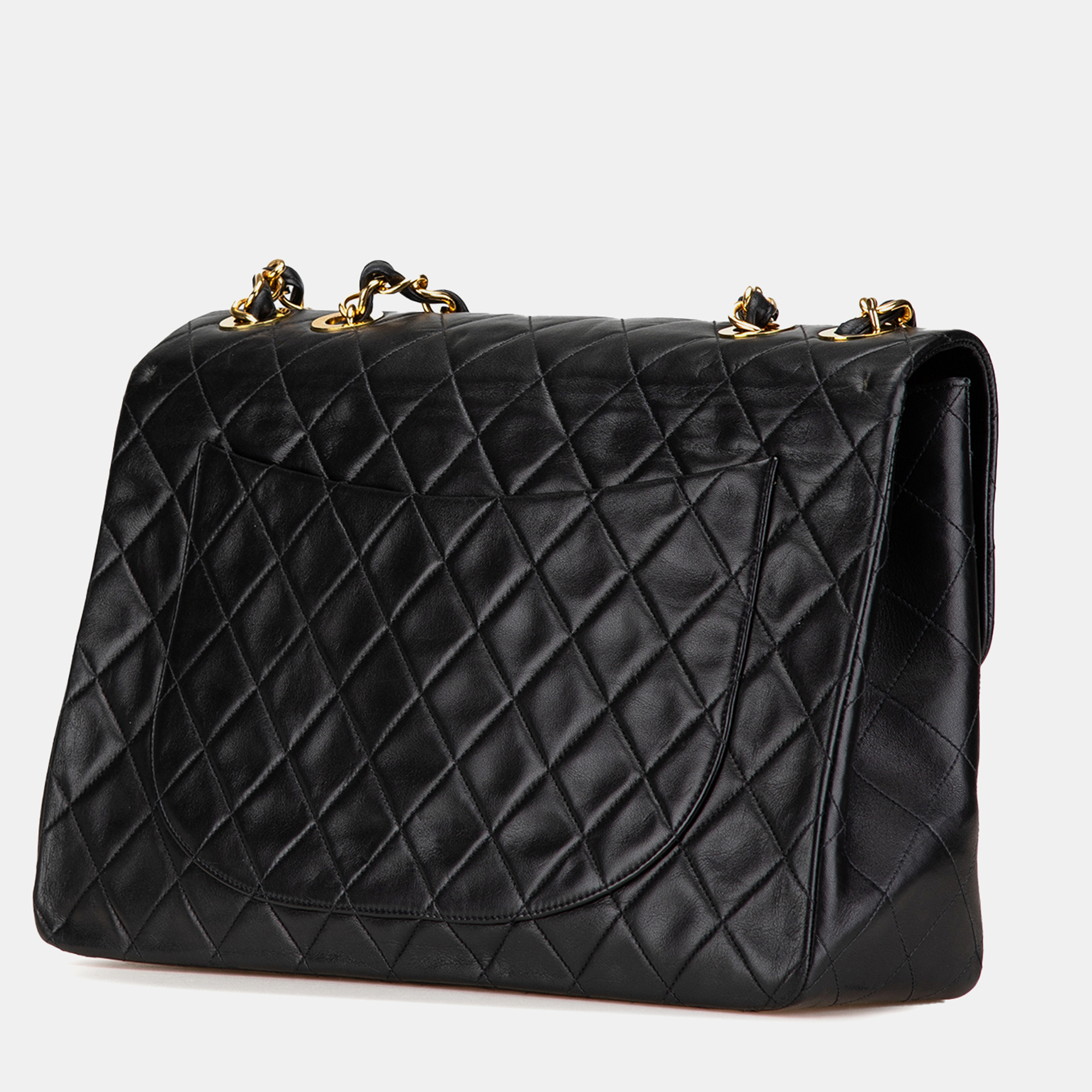 Chanel Black Lambskin Maxi XL Classic Single Flap Bag 
