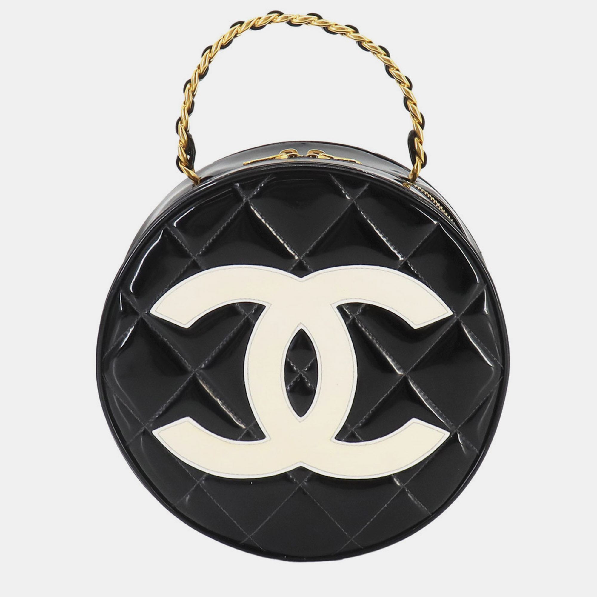 

Chanel Black White Enamel Round Vanity Shoulder Bag