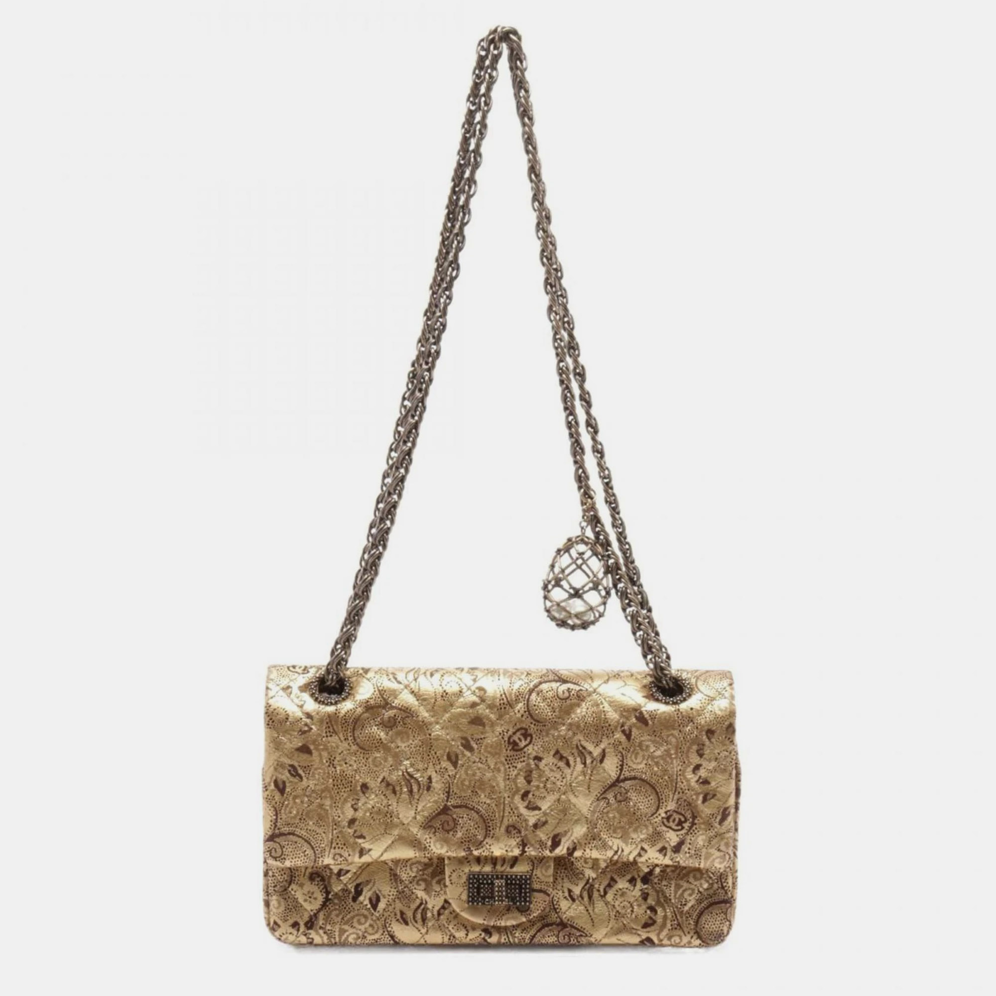 

Chanel Gold Leather 2.55 Double Flap Shoulder Bag