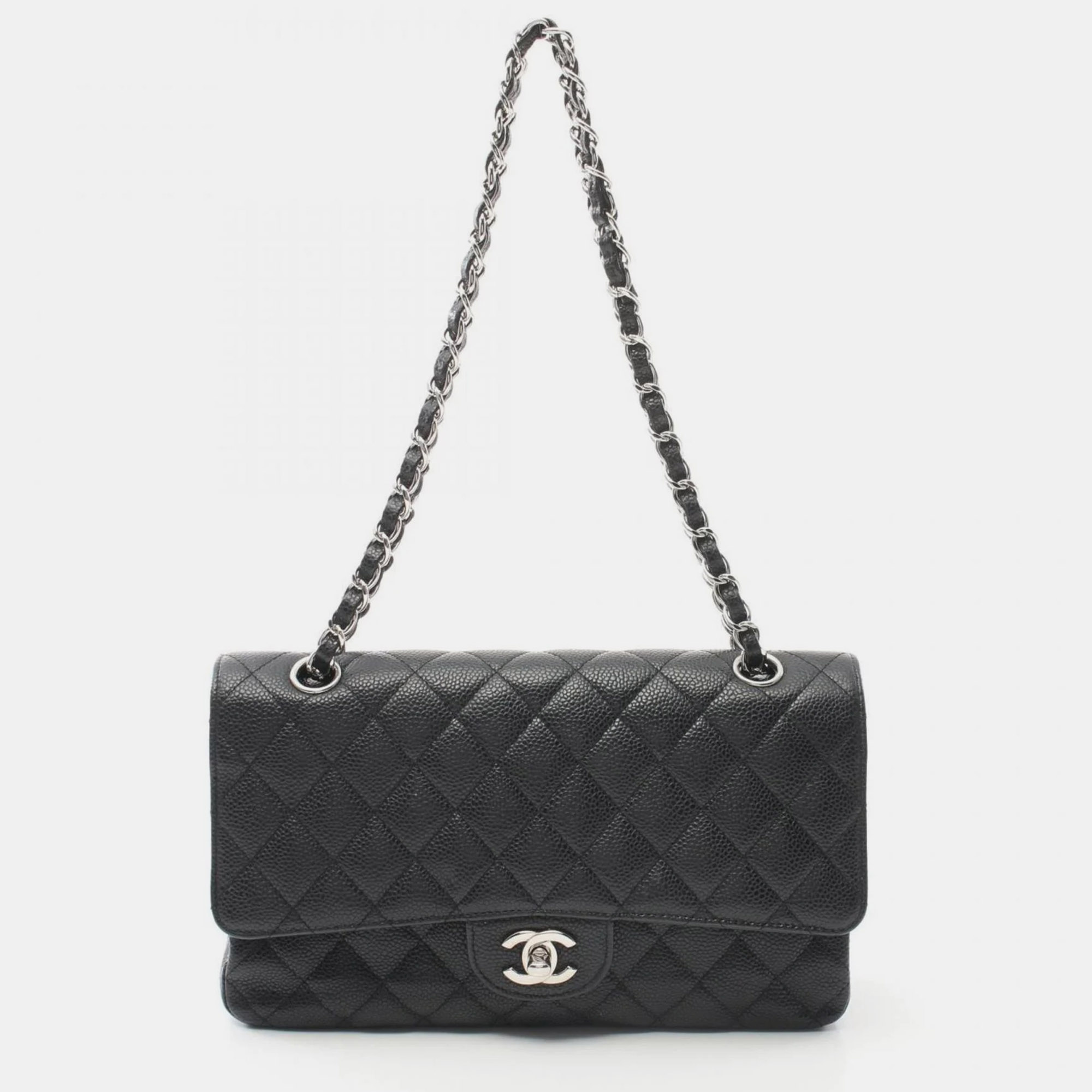 

Chanel Black Leather Double Flap Shoulder Bag