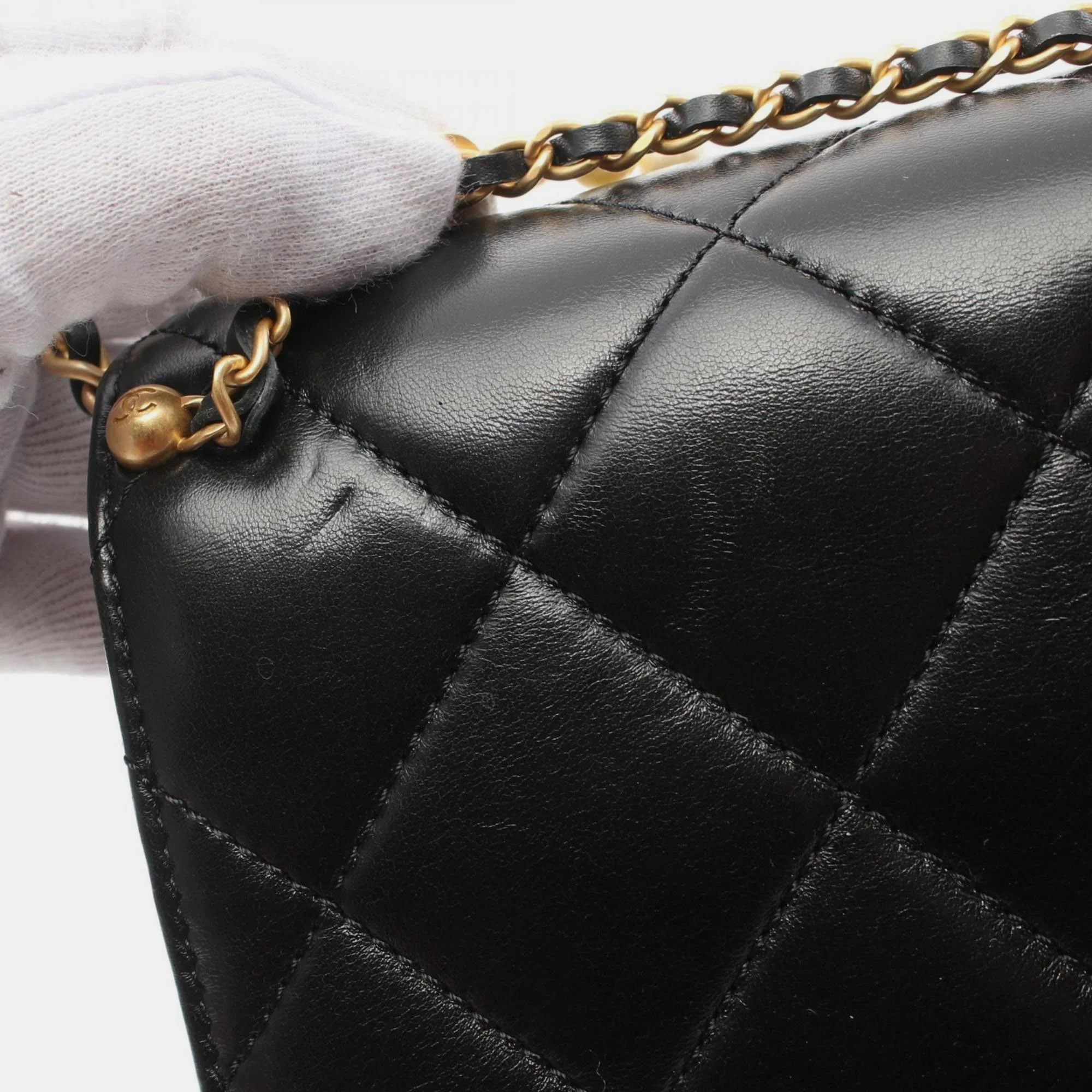 Chanel Black Lambskin Leather Shoulder Bag 
