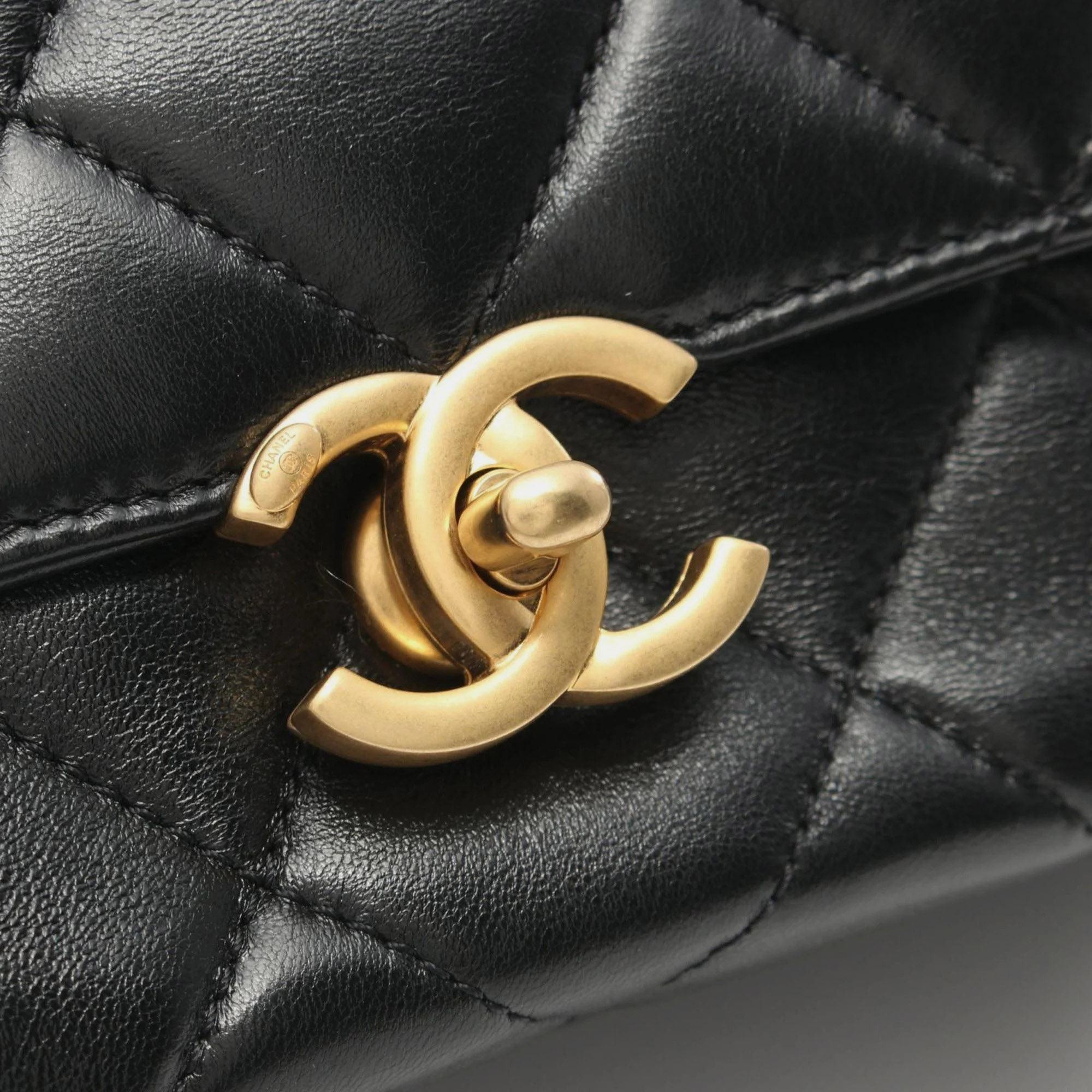Chanel Black Lambskin Leather Shoulder Bag 