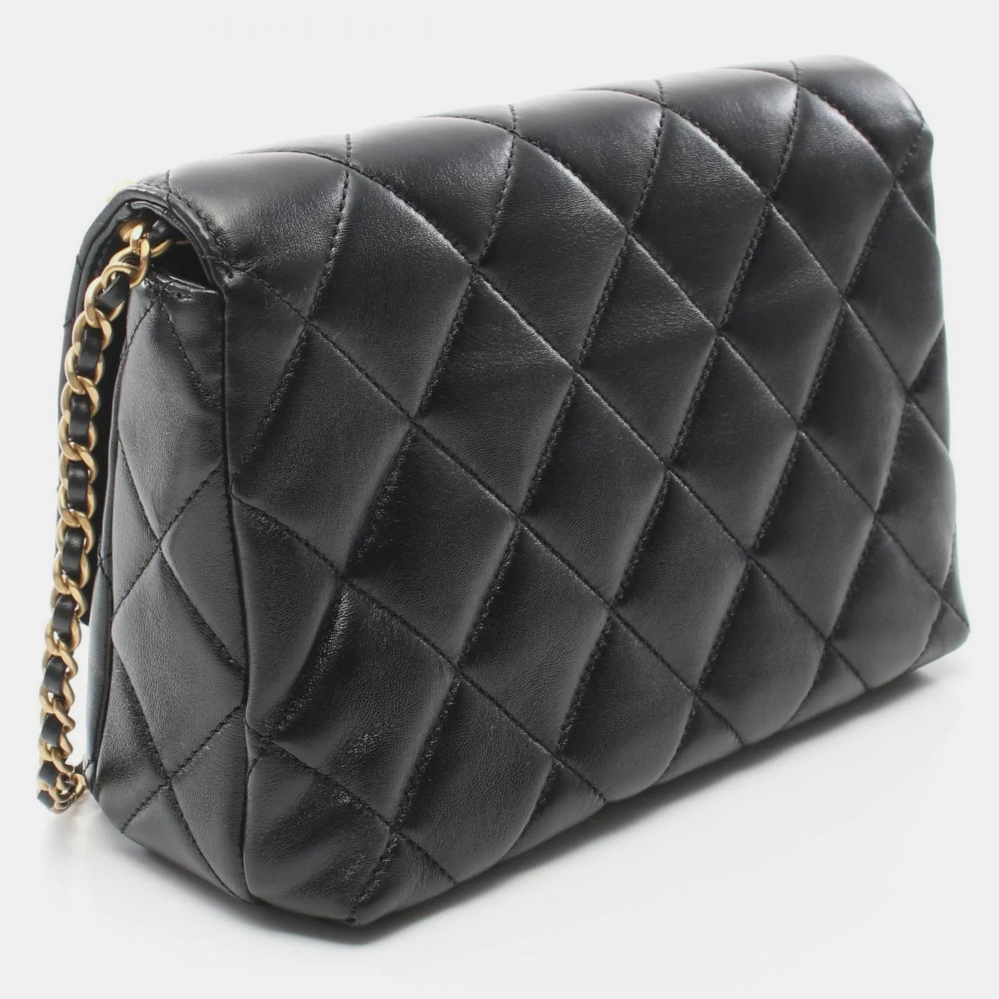 Chanel Black Lambskin Leather Shoulder Bag 