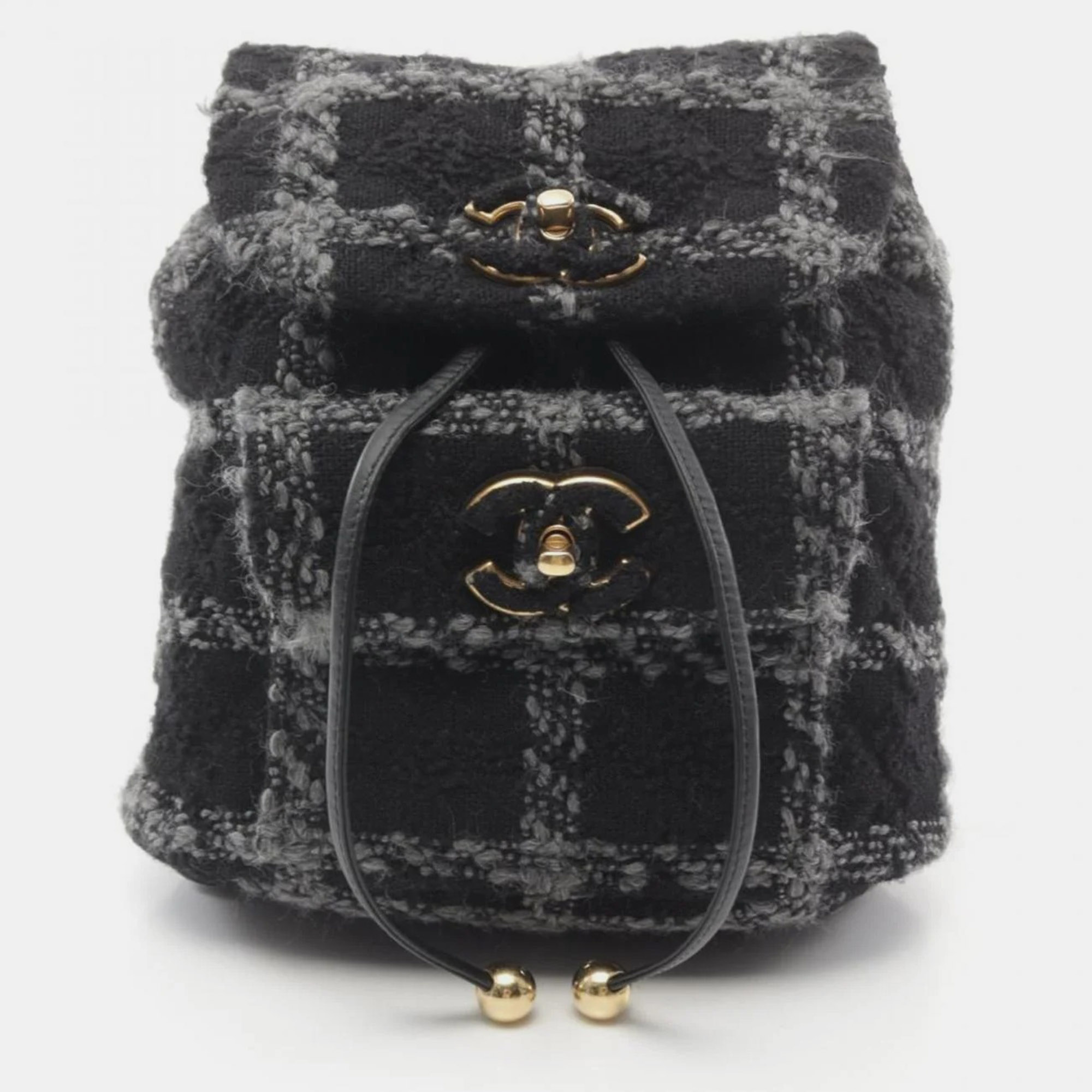 

Chanel Black Grey Fabric Coco Mark Backpack