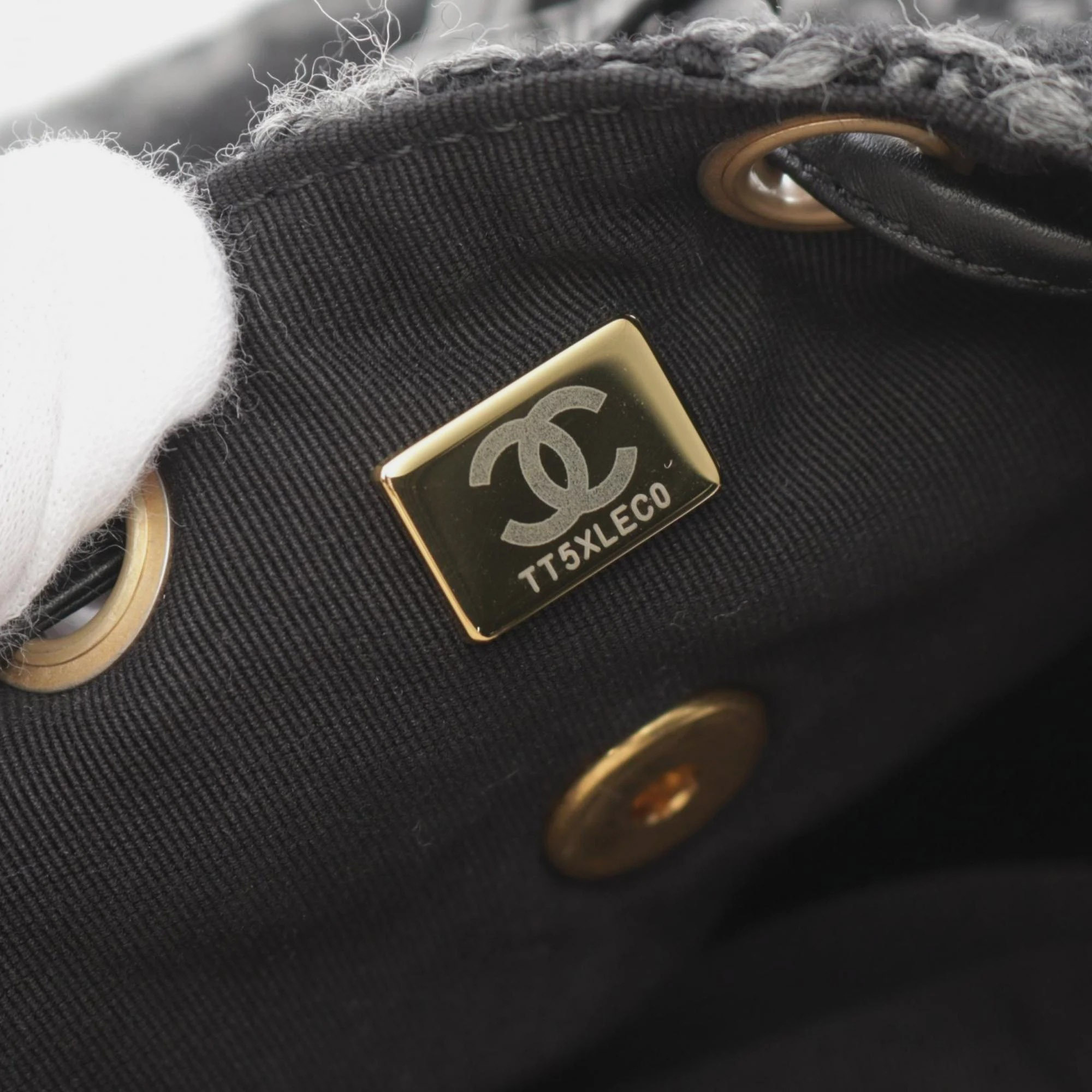 Chanel Black Grey Fabric Coco Mark Backpack 