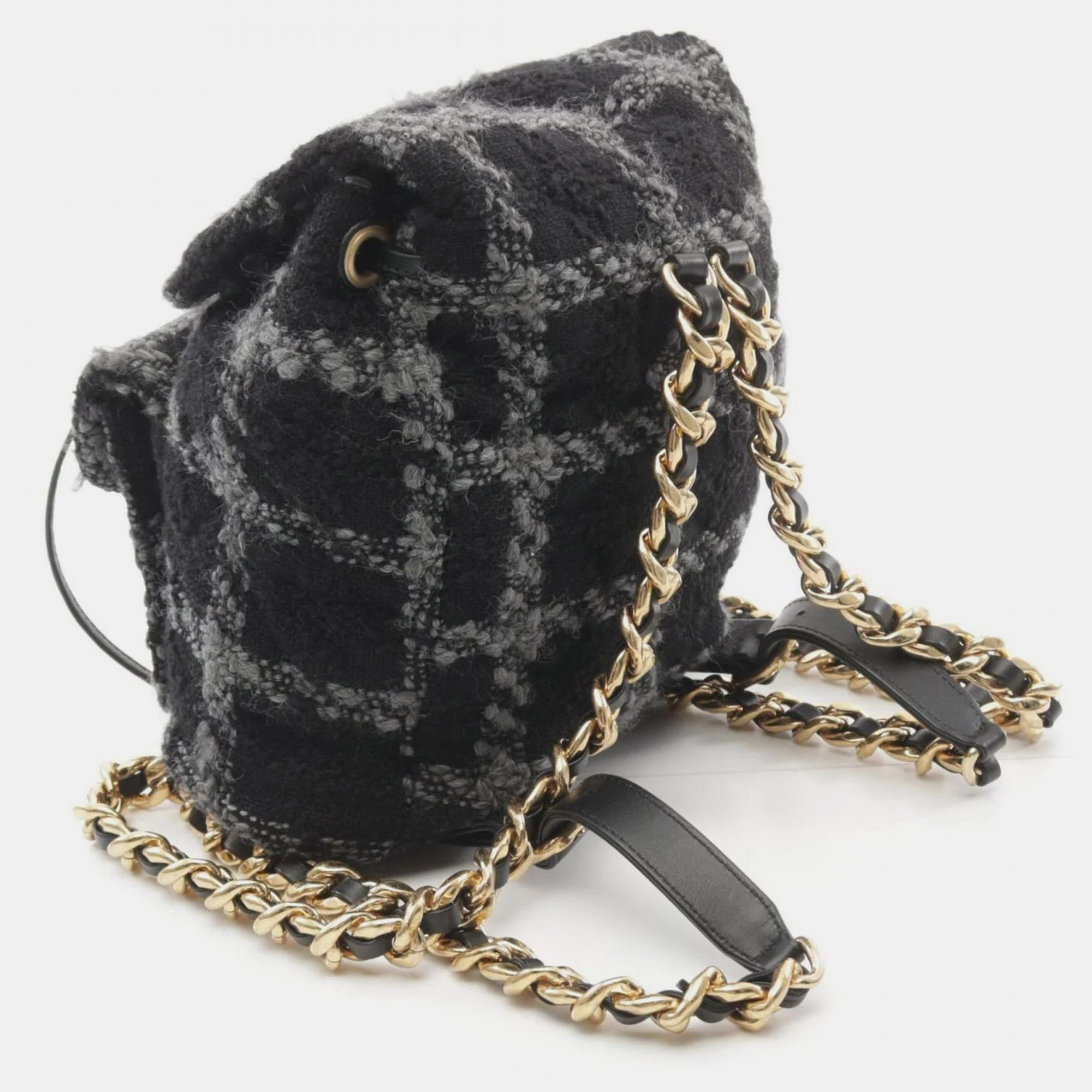 Chanel Black Grey Fabric Coco Mark Backpack 