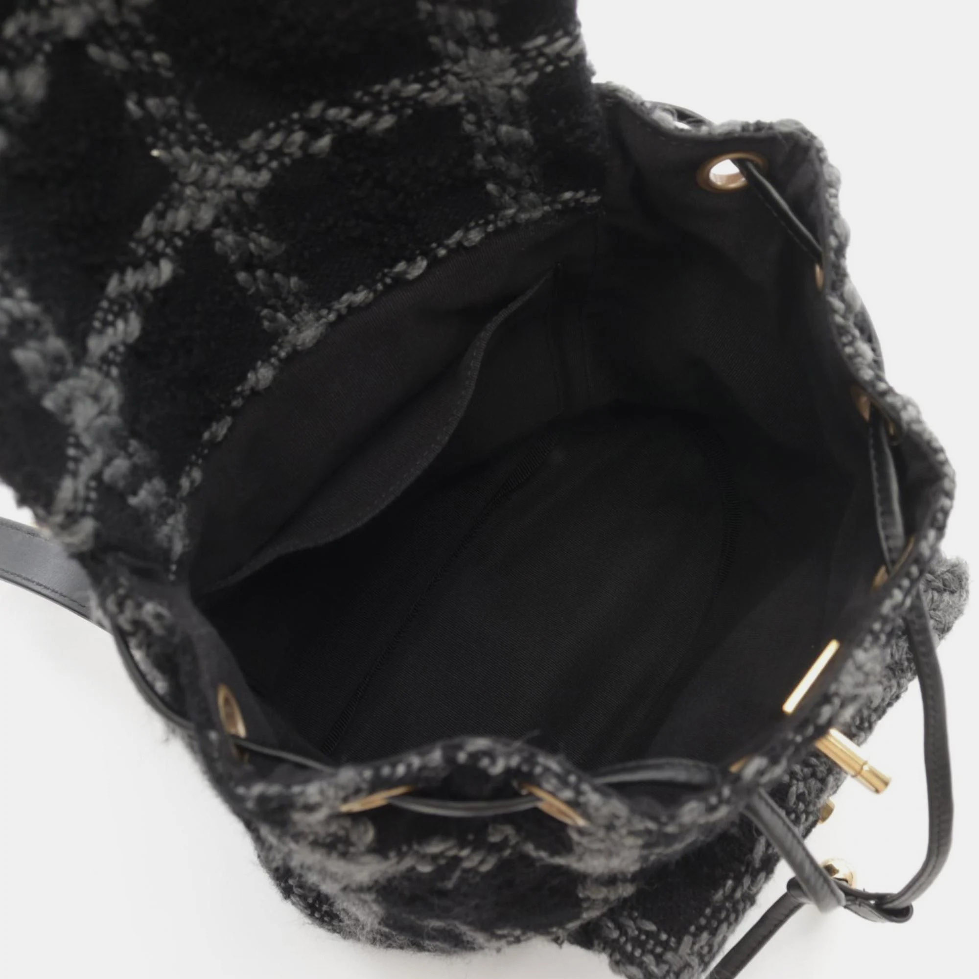 Chanel Black Grey Fabric Coco Mark Backpack 