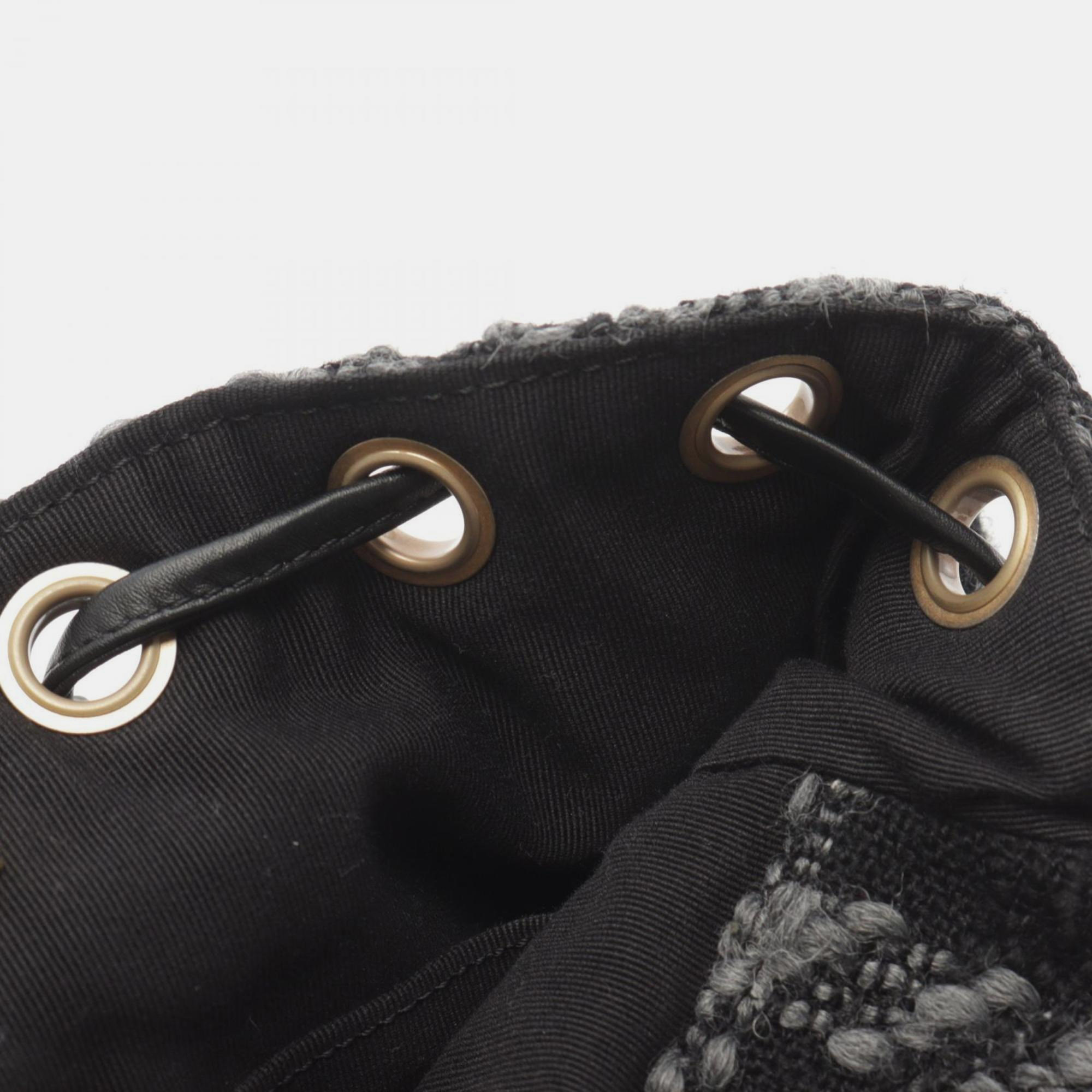 Chanel Black Grey Fabric Coco Mark Backpack 