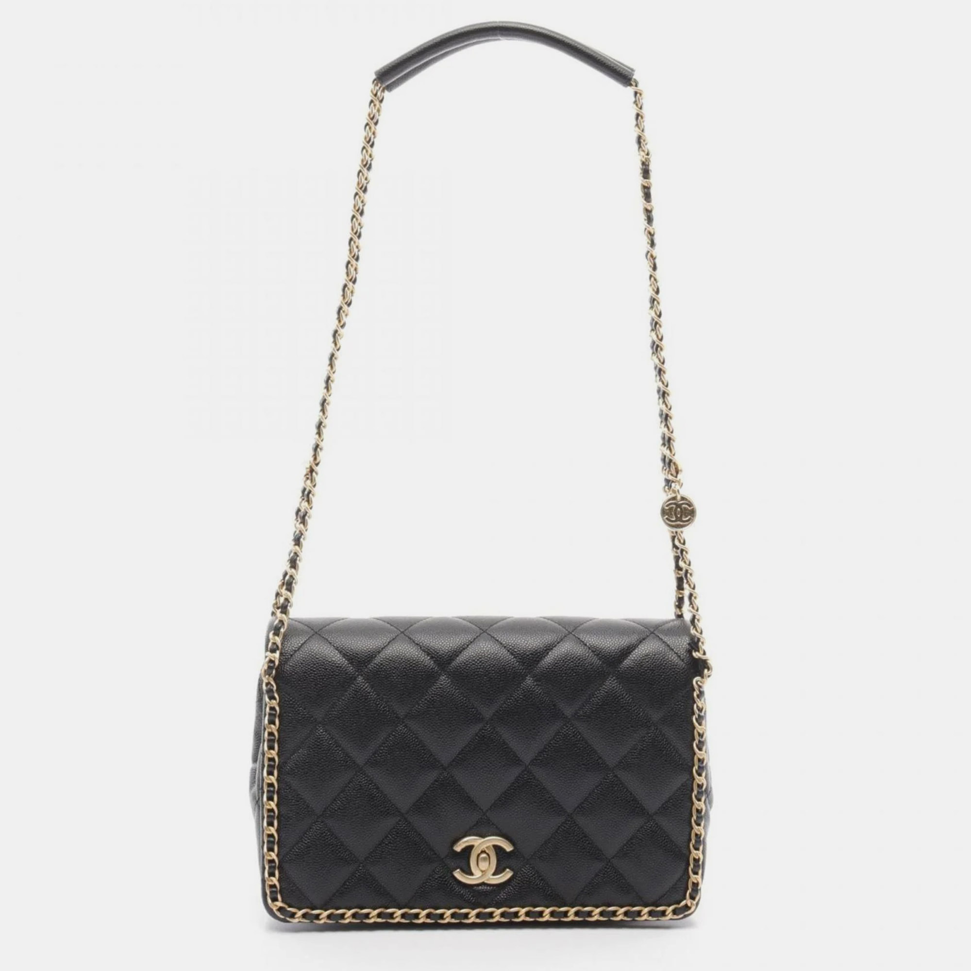 

Chanel Black Leather Chain Around Shoulder Bag