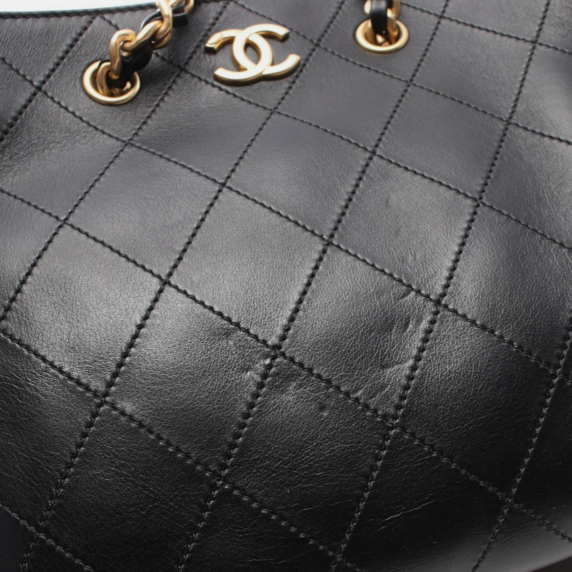 Chanel Black Lambskin Leather Tote Bag 