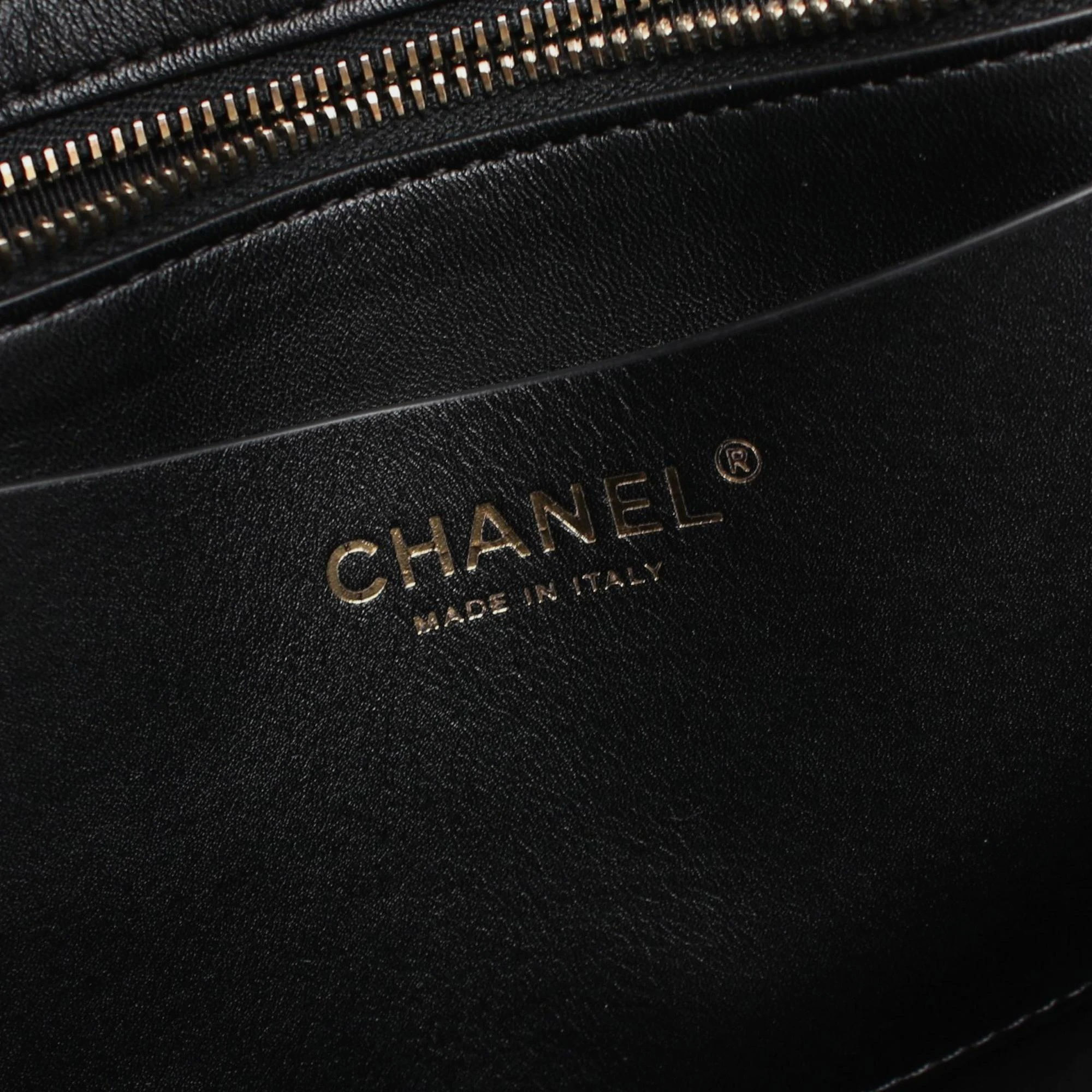 Chanel Black Lambskin Leather Tote Bag 