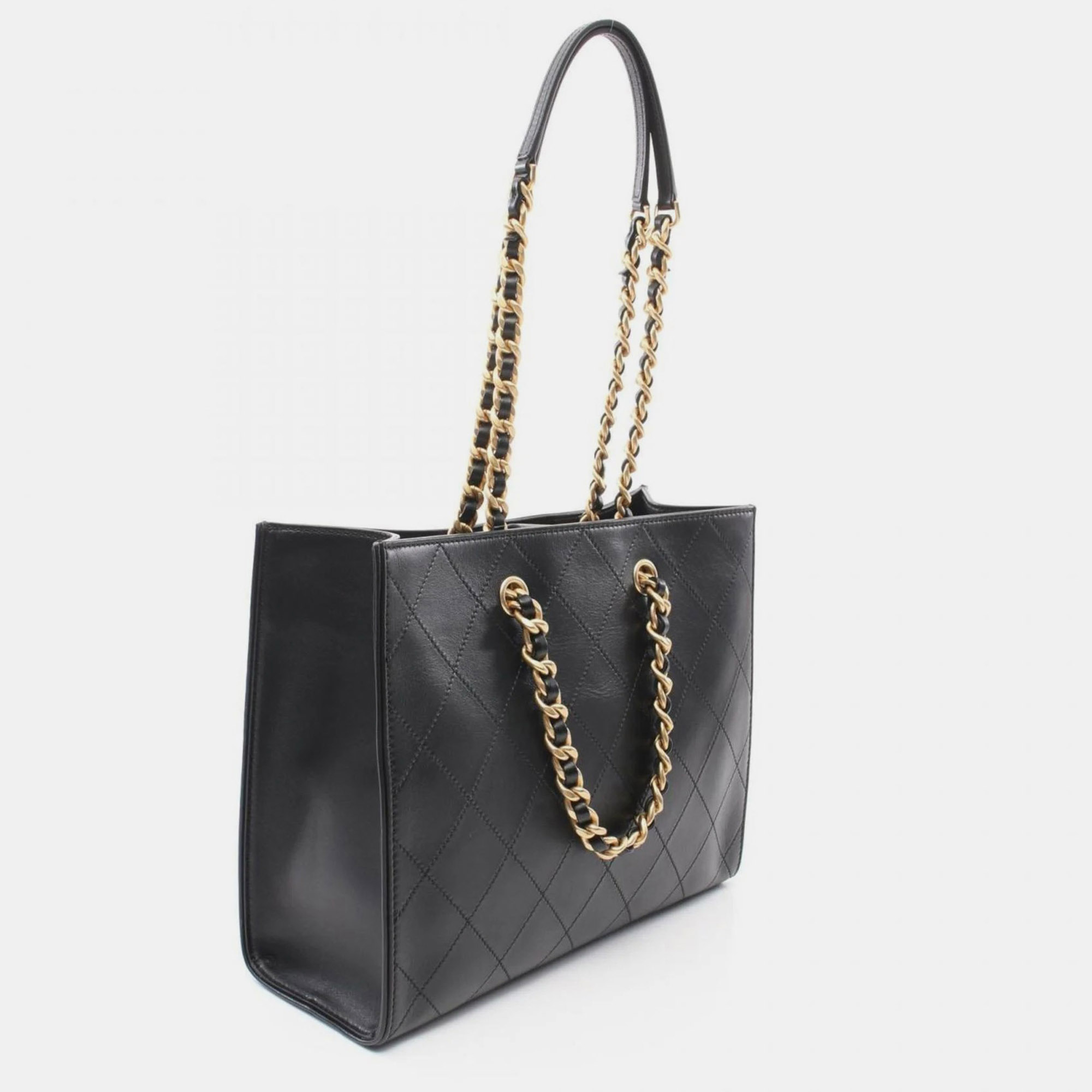 Chanel Black Lambskin Leather Tote Bag 