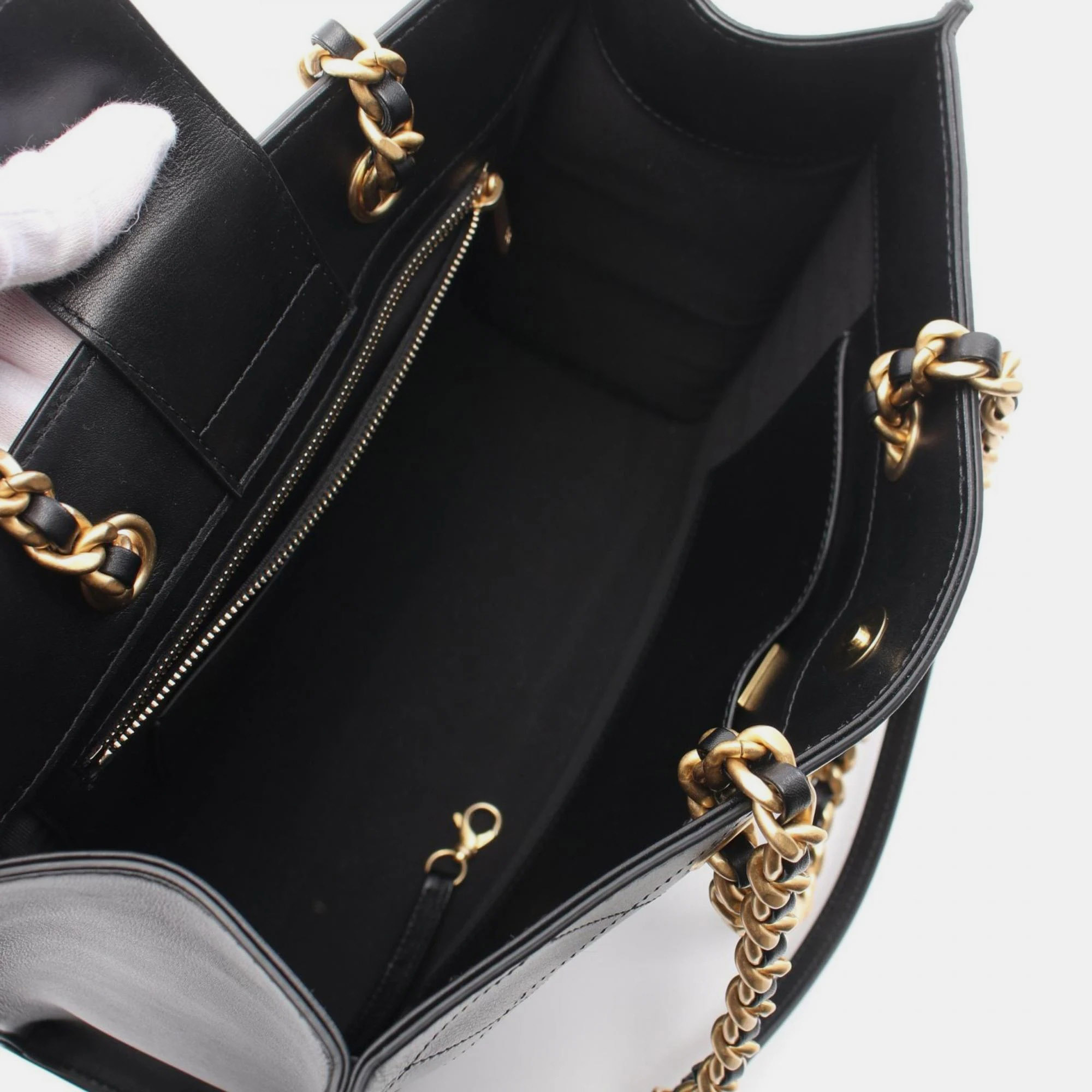 Chanel Black Lambskin Leather Tote Bag 
