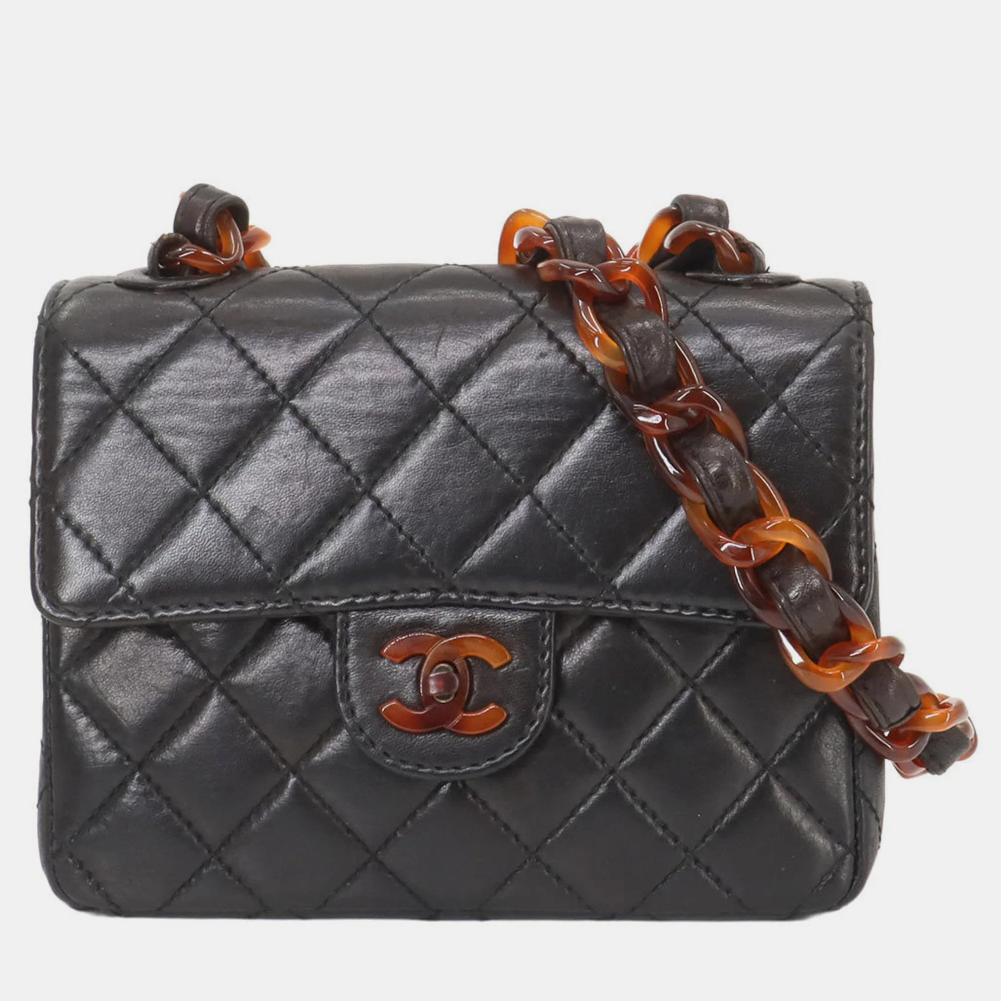 

Chanel Black Leather Plastic Chain Mini Shoulder Bag