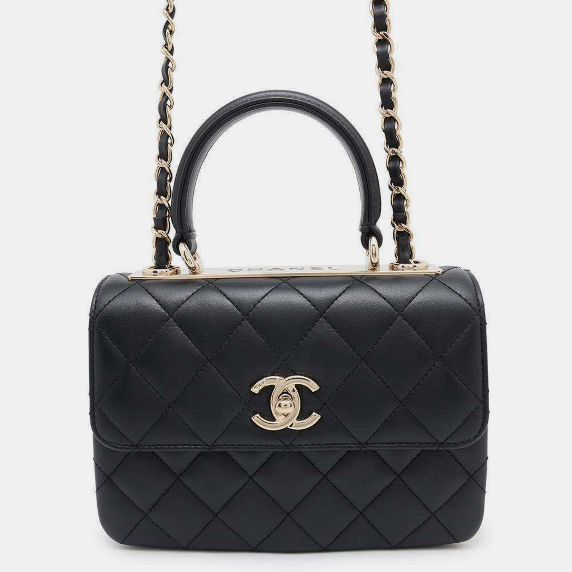 

Chanel Black Lambskin Leather Handbag