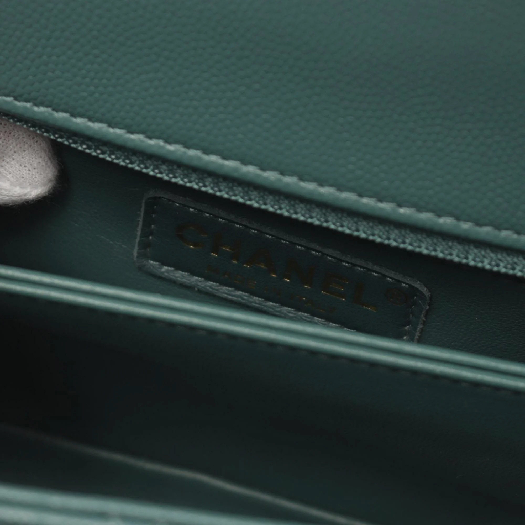 Chanel Green Leather Coco Handle Top Handle Bag 