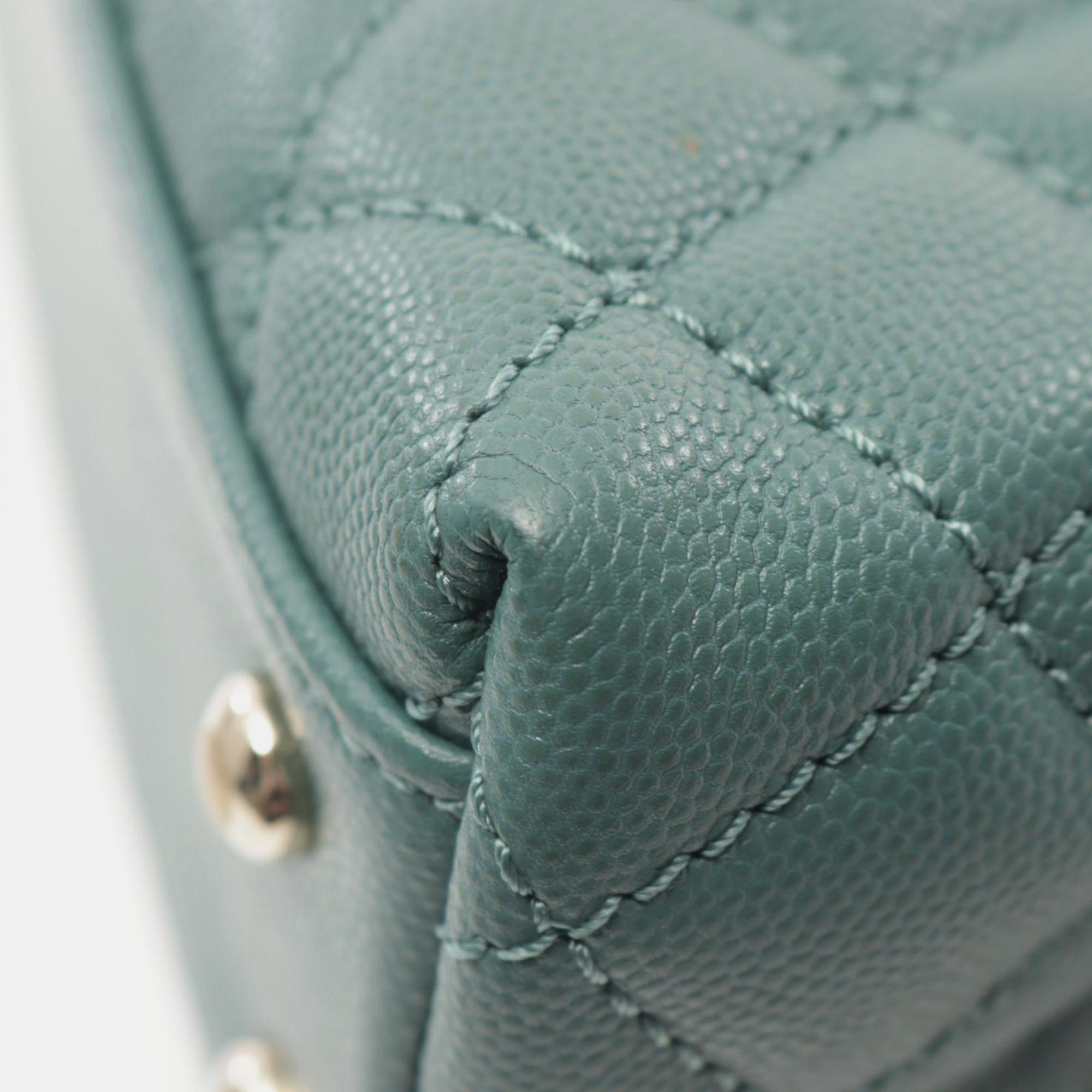 Chanel Green Leather Coco Handle Top Handle Bag 