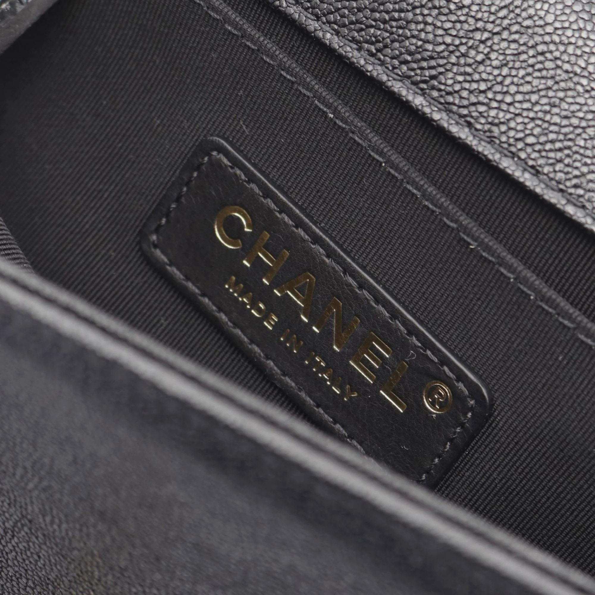 Chanel Black Leather Small Chevron Boy Shoulder Bag 
