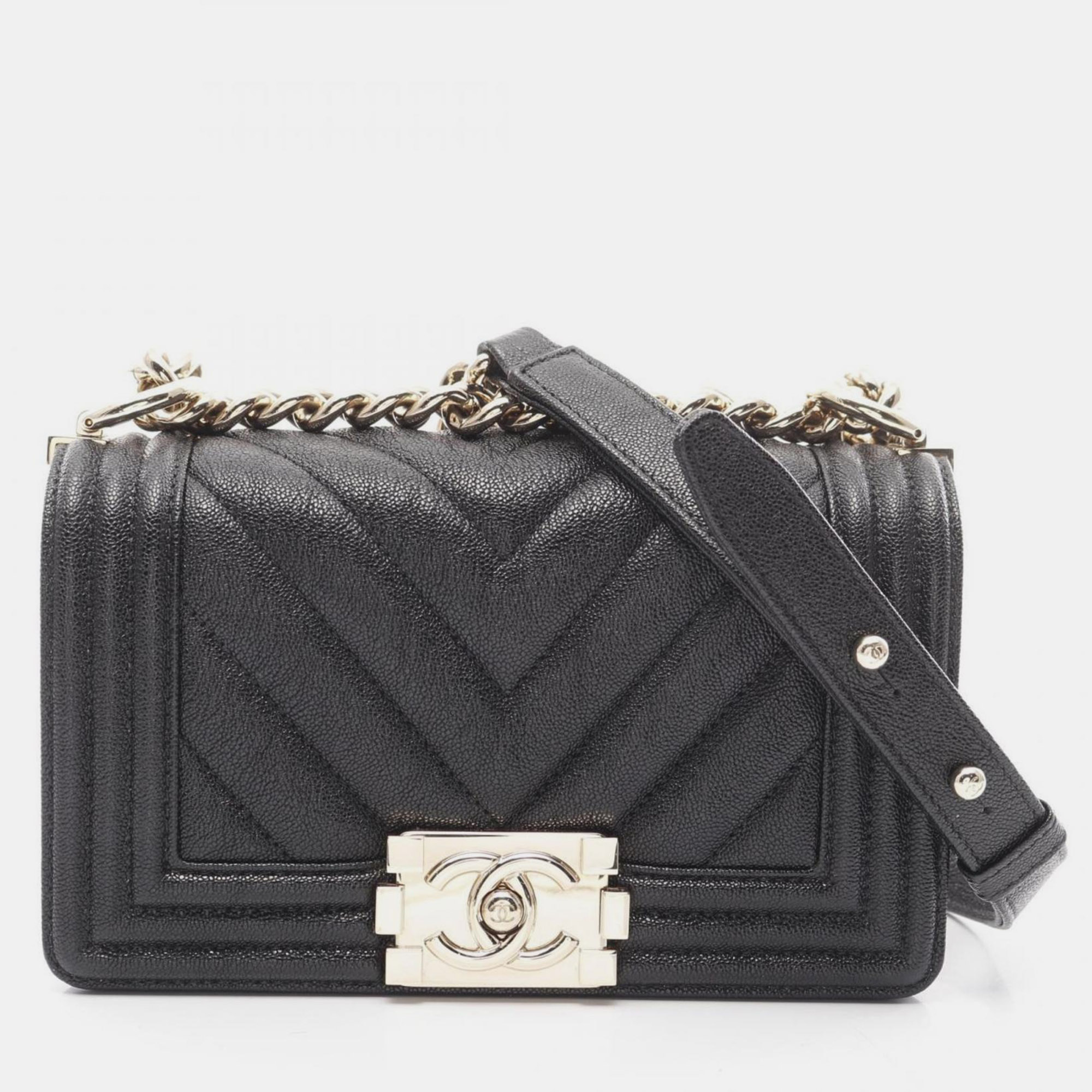 

Chanel Black Leather Small Chevron Boy Shoulder Bag