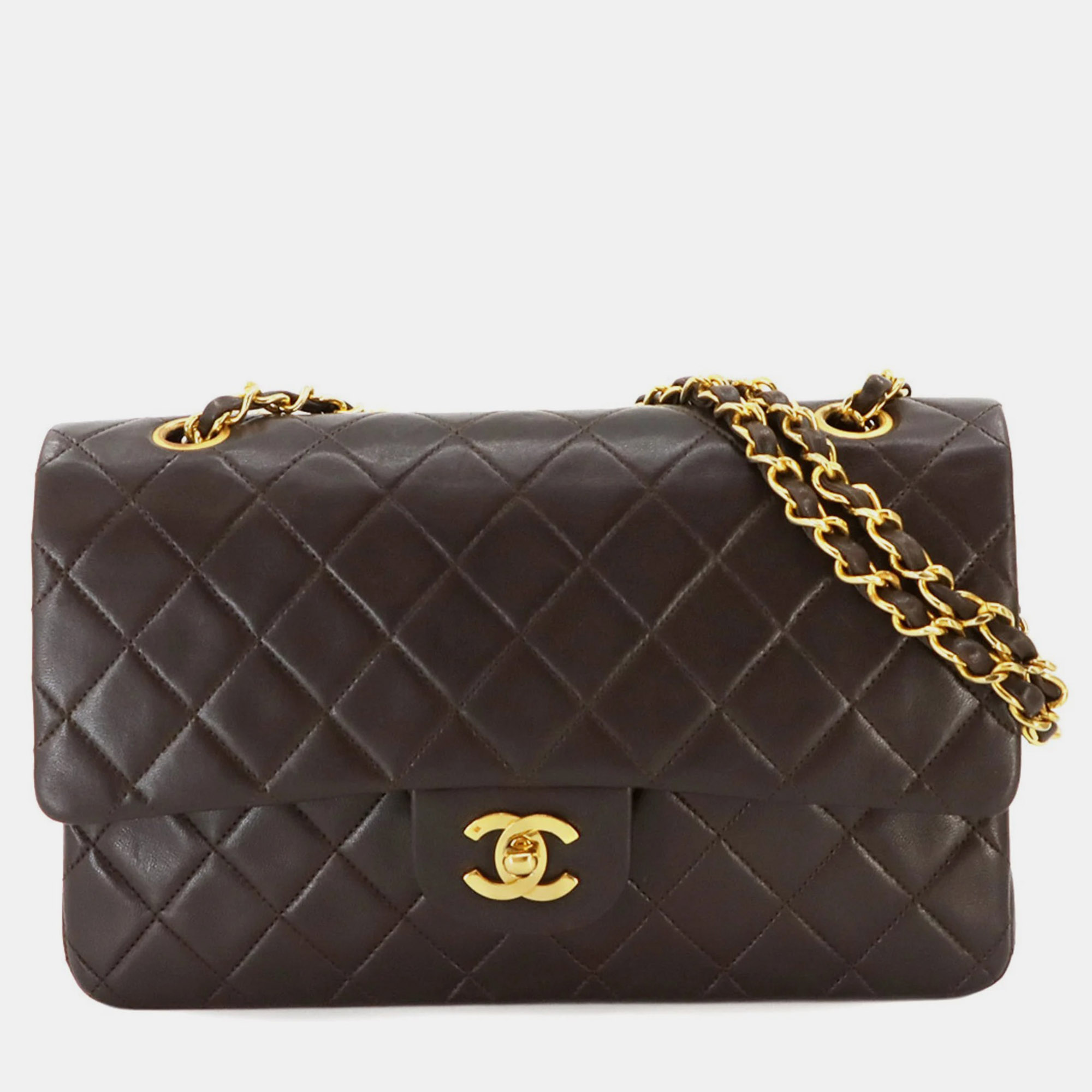 

Chanel Brown Leather Classic Double Flap Chain Shoulder Bag