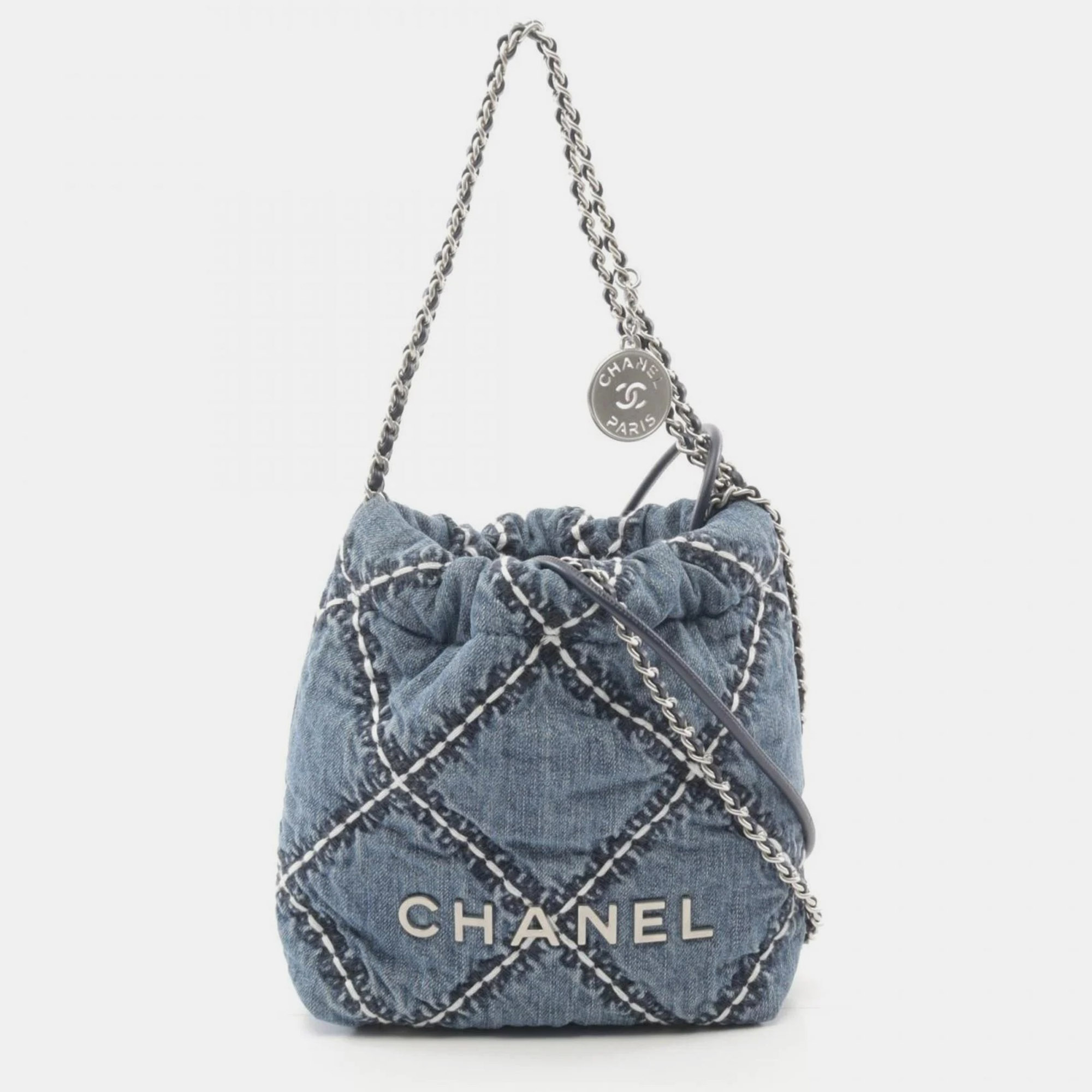 

Chanel Navy Denim 22 Chain Shoulder Bag, Navy blue