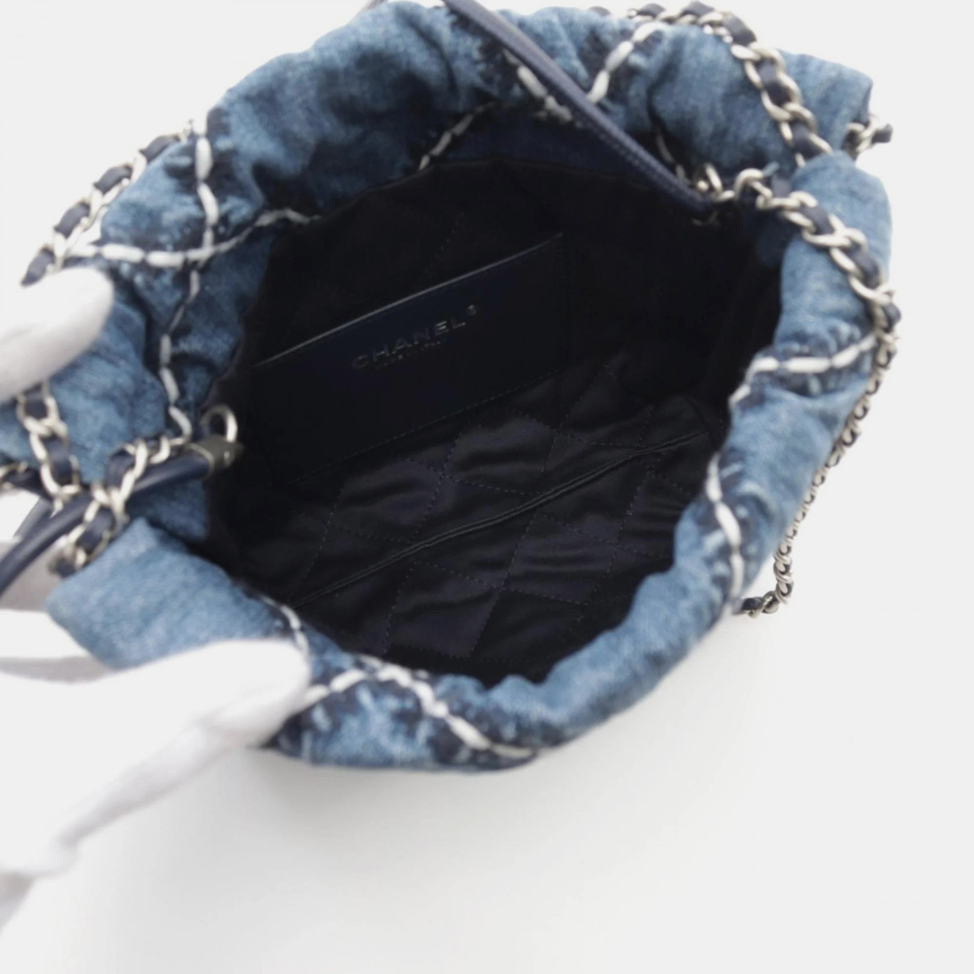 Chanel Navy Denim 22 Chain Shoulder Bag 