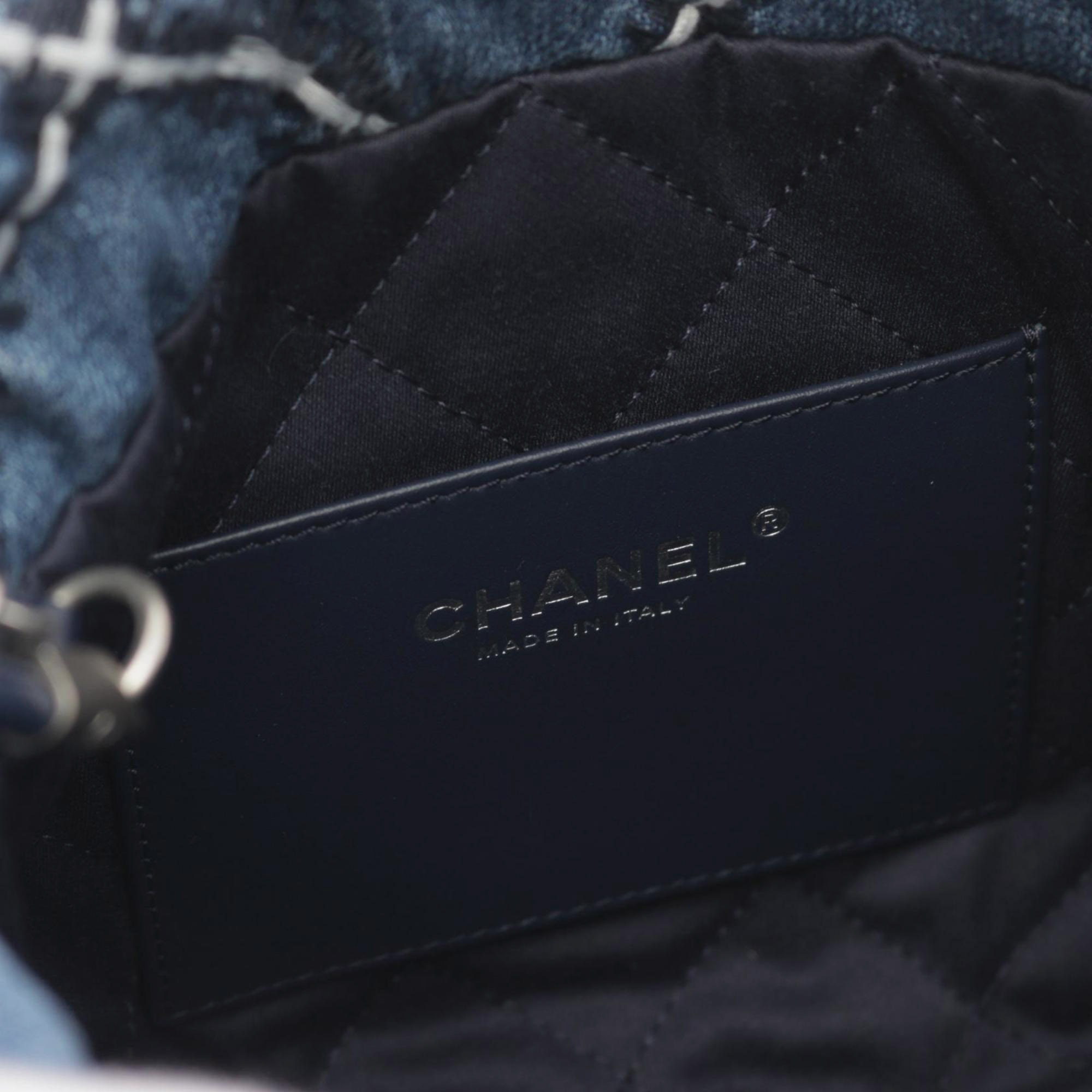 Chanel Navy Denim 22 Chain Shoulder Bag 
