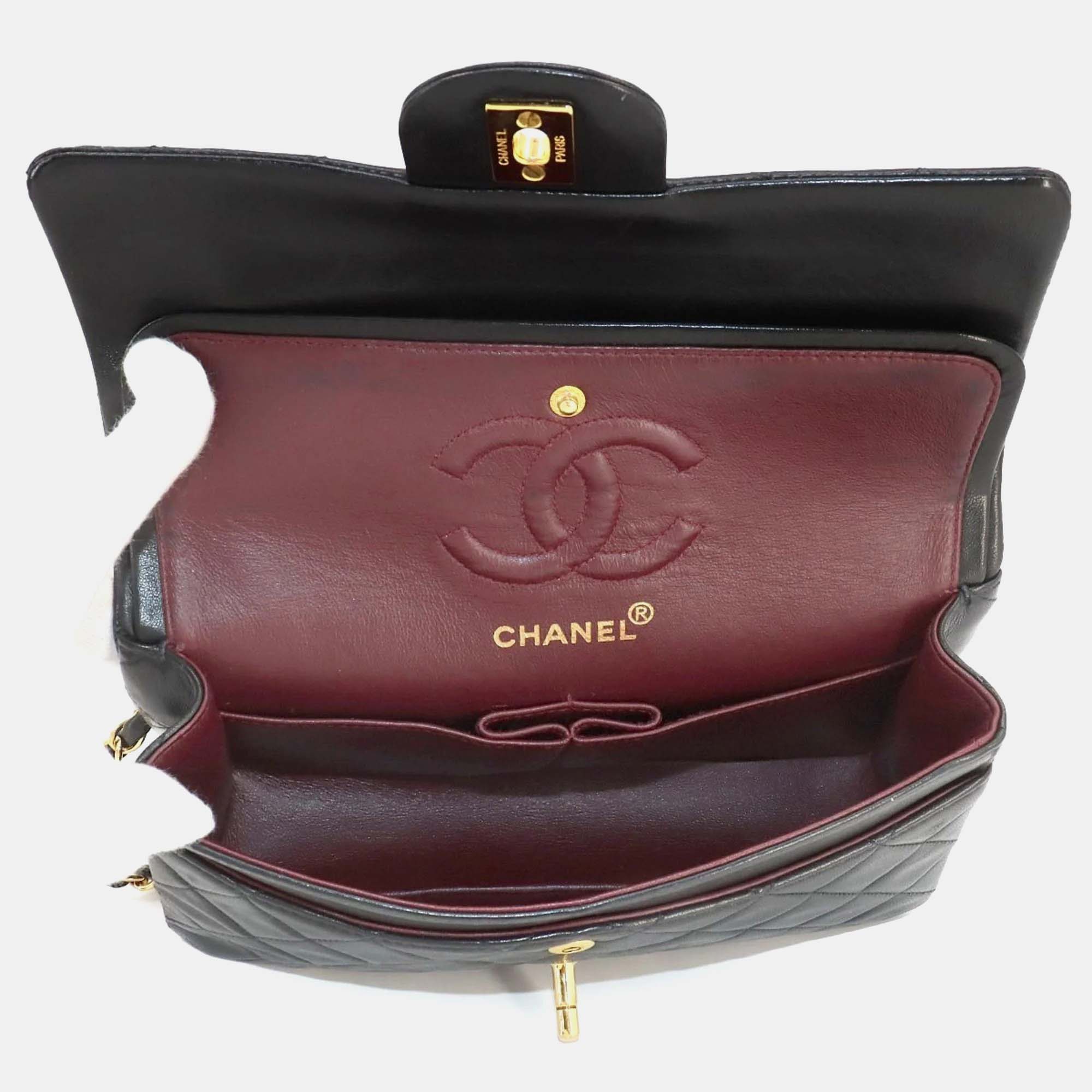 Chanel Matelasse 23 Chain Shoulder Bag Leather Black 