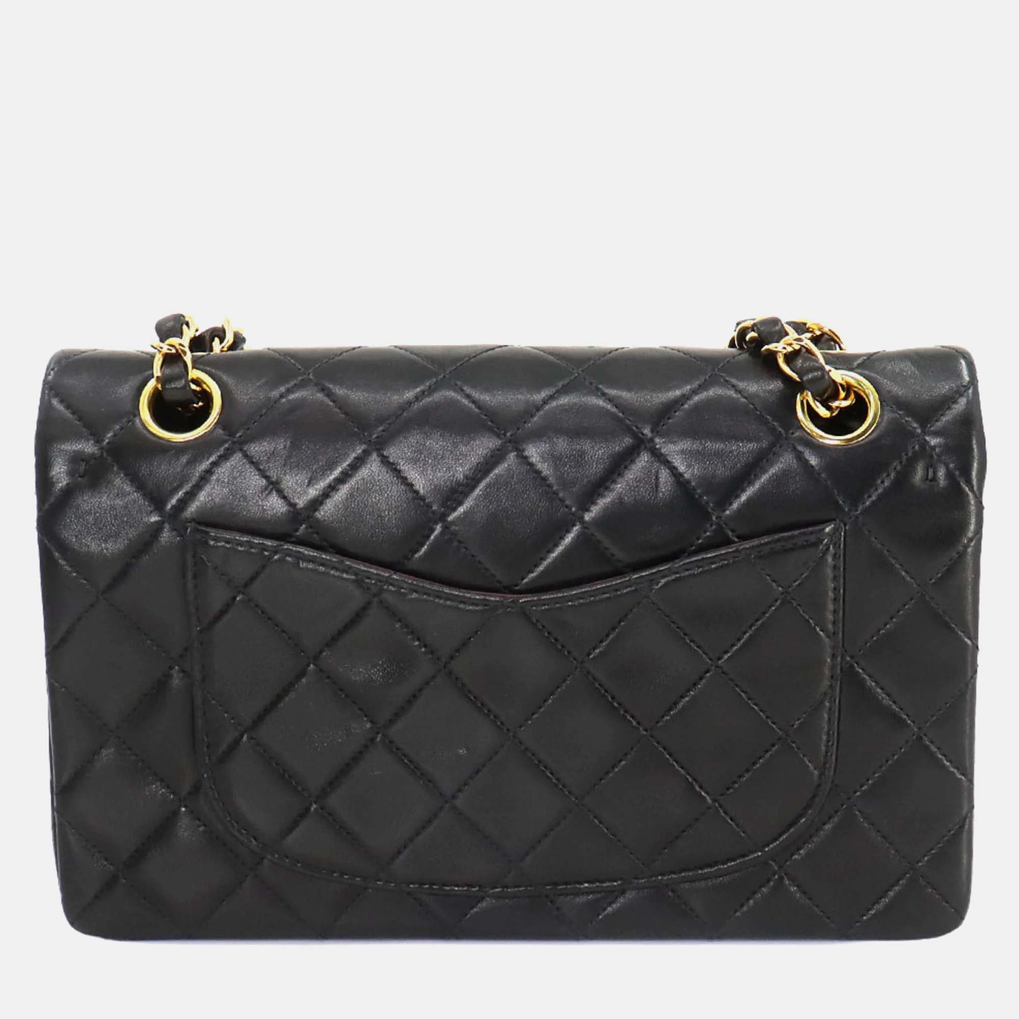 Chanel Matelasse 23 Chain Shoulder Bag Leather Black 