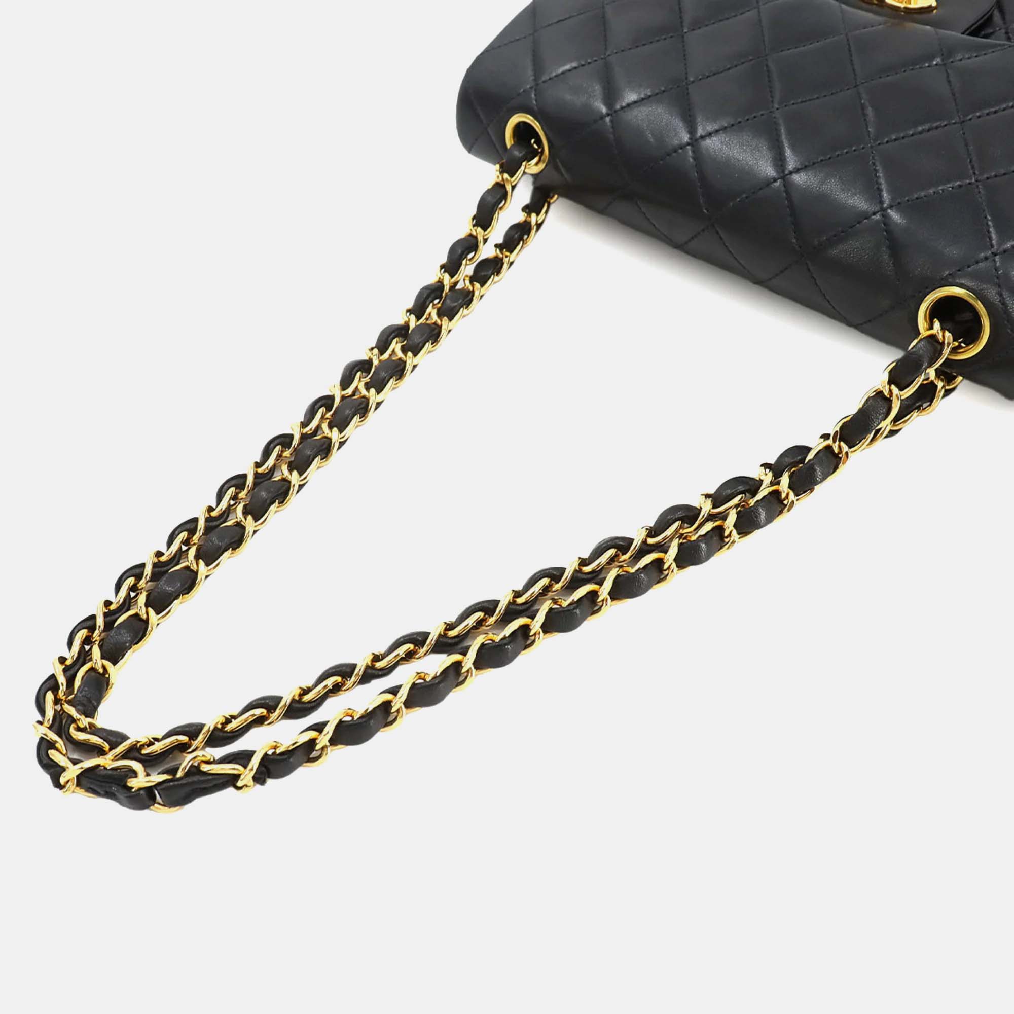 Chanel Matelasse 23 Chain Shoulder Bag Leather Black 