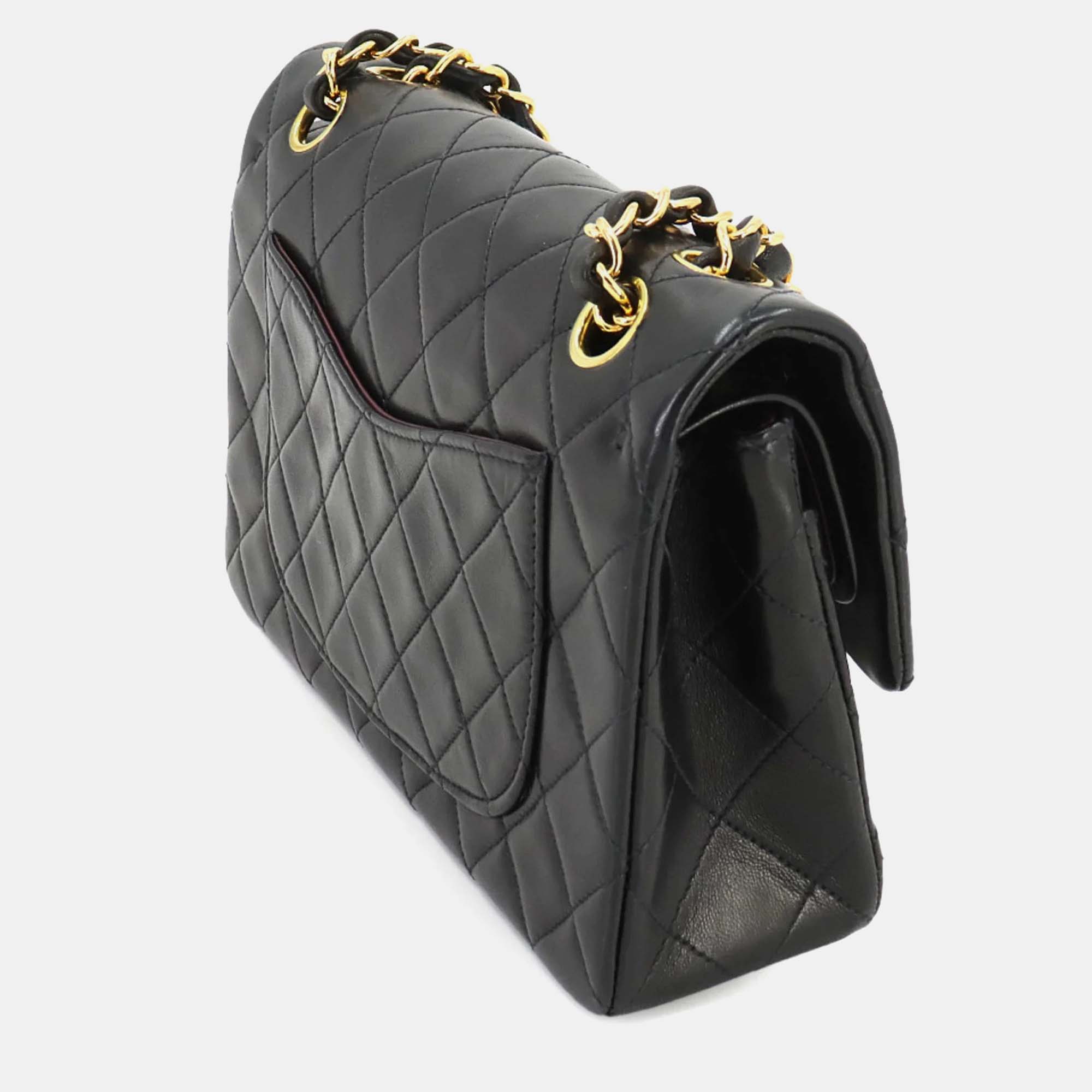 Chanel Matelasse 23 Chain Shoulder Bag Leather Black 