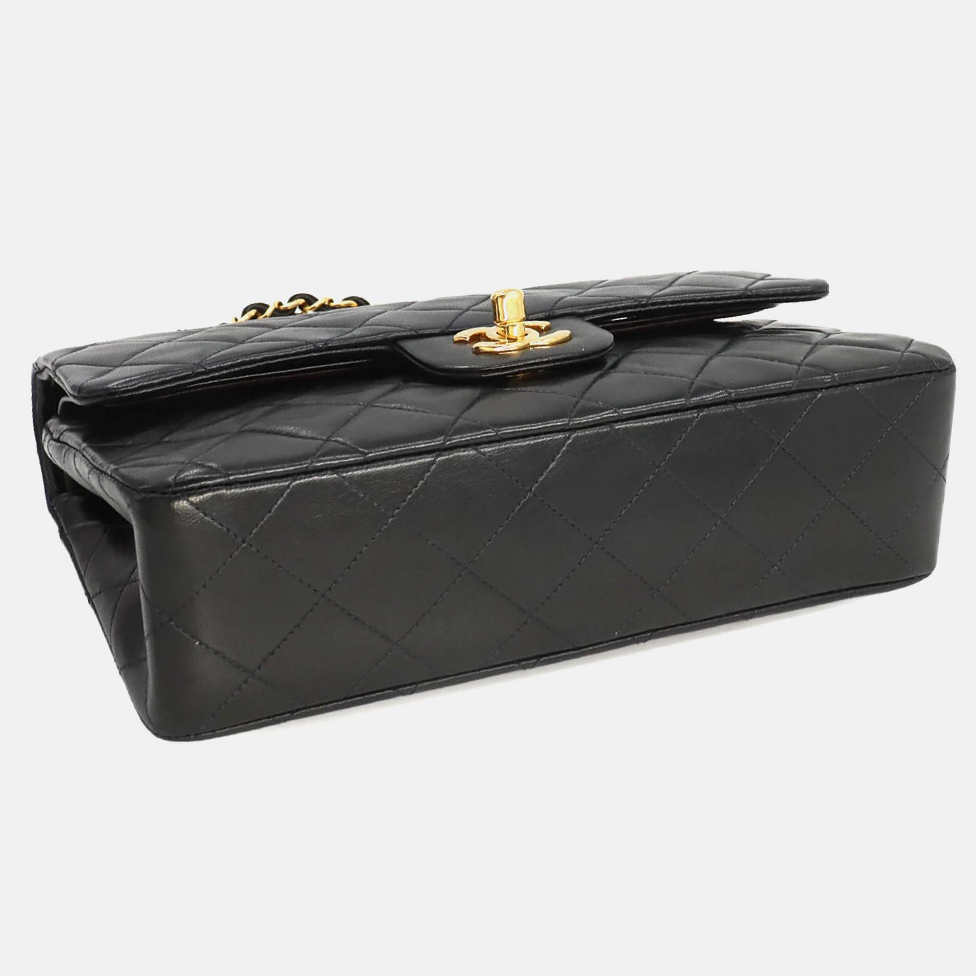 Chanel Matelasse 23 Chain Shoulder Bag Leather Black 