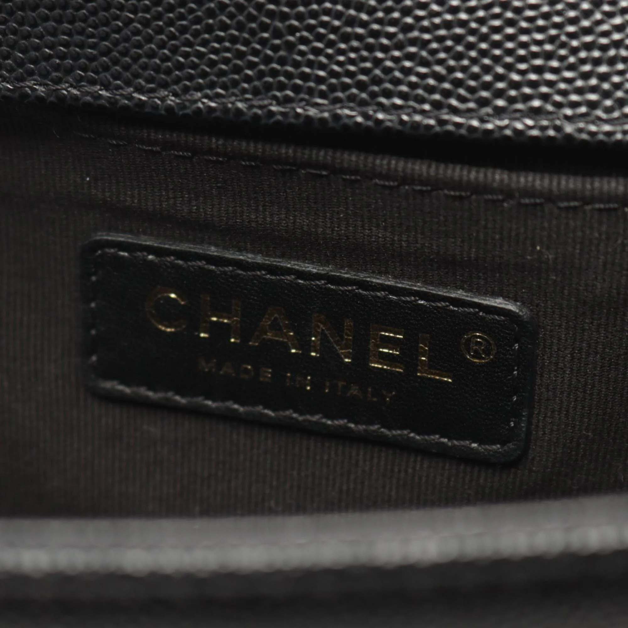 Chanel Black Leather Small Chevron Boy Shoulder Bag 