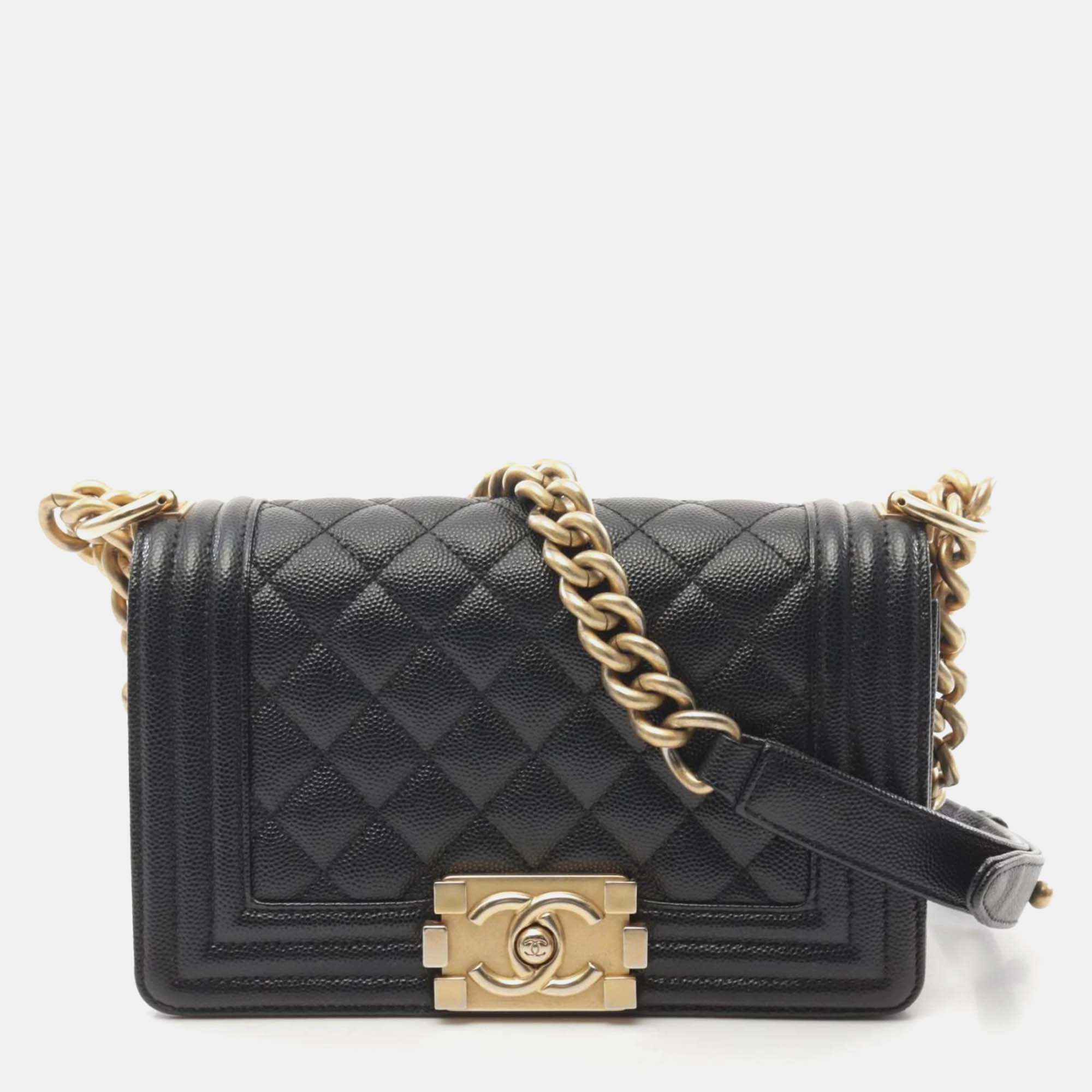 

Chanel Black Leather Small Chevron Boy Shoulder Bag