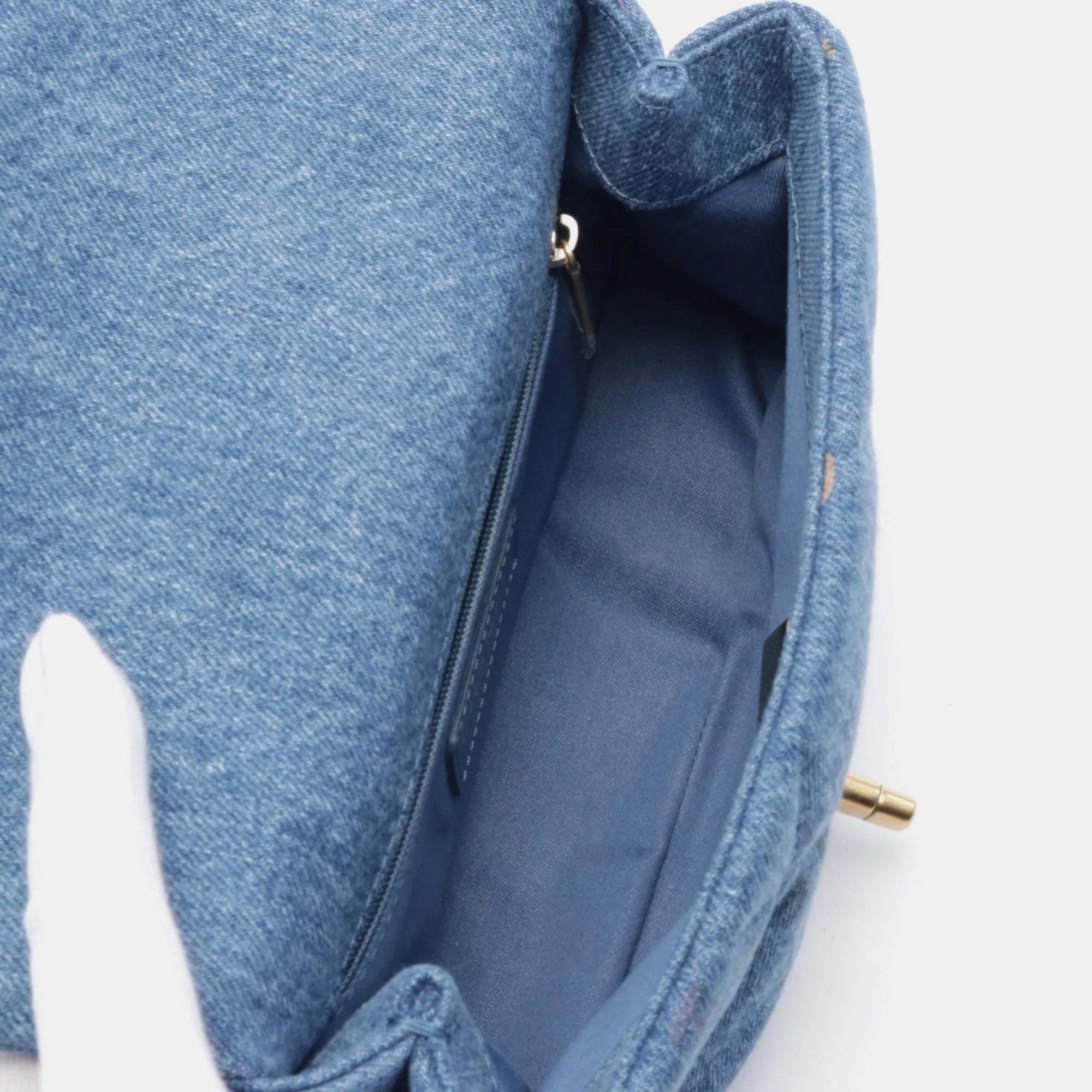 Chanel Blue Multicolor Denim Small Flap Shoulder Bag 